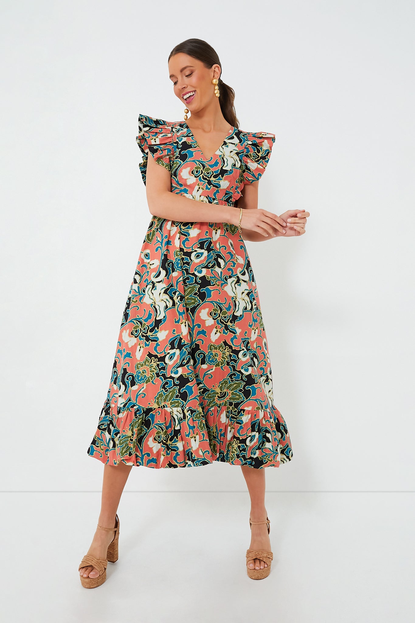 Gypsy Bloom Barbara Printed Midi Dress-Beilave