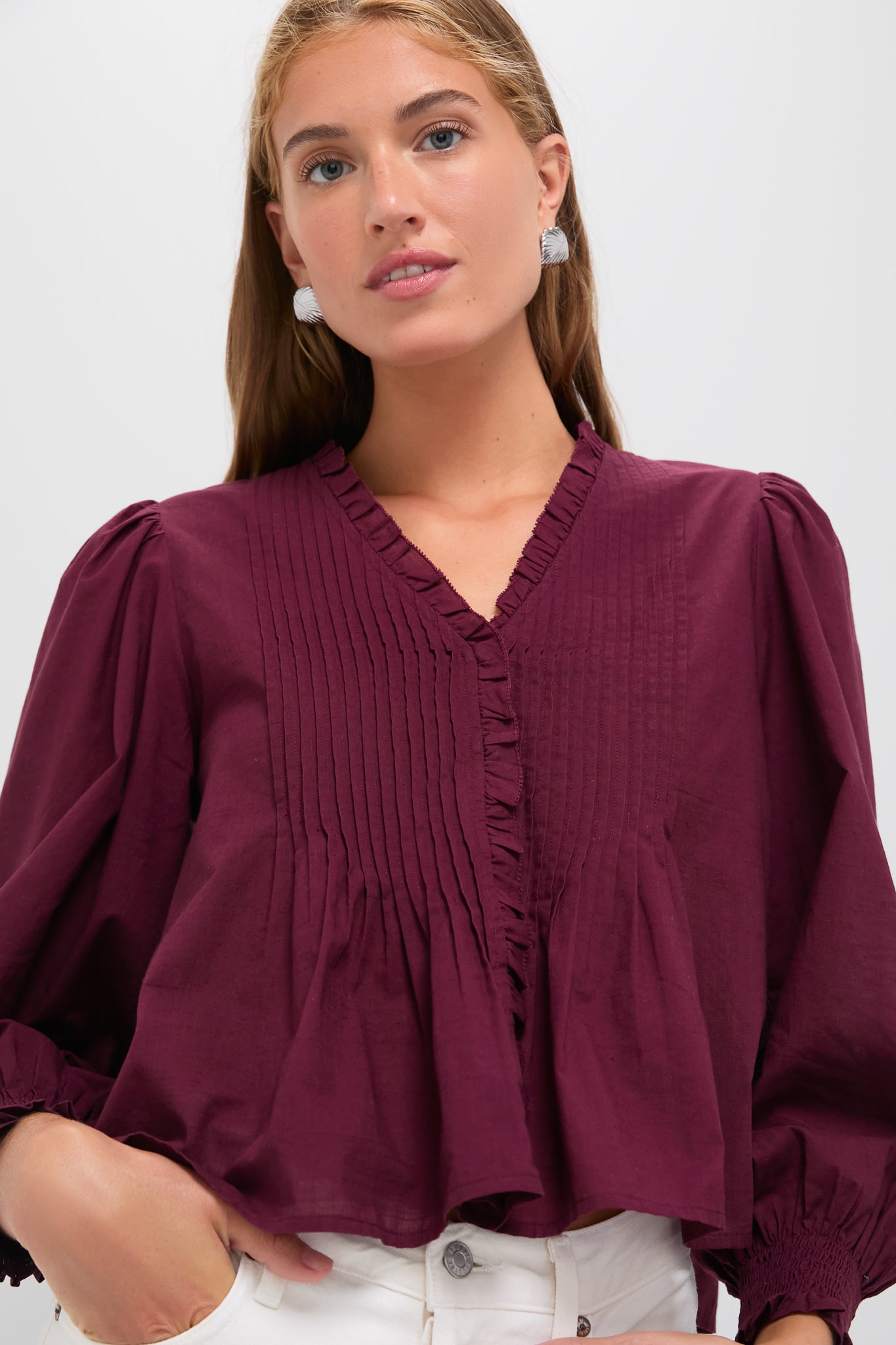Exclusive Burgundy Anise Long Sleeve Top-Beilave