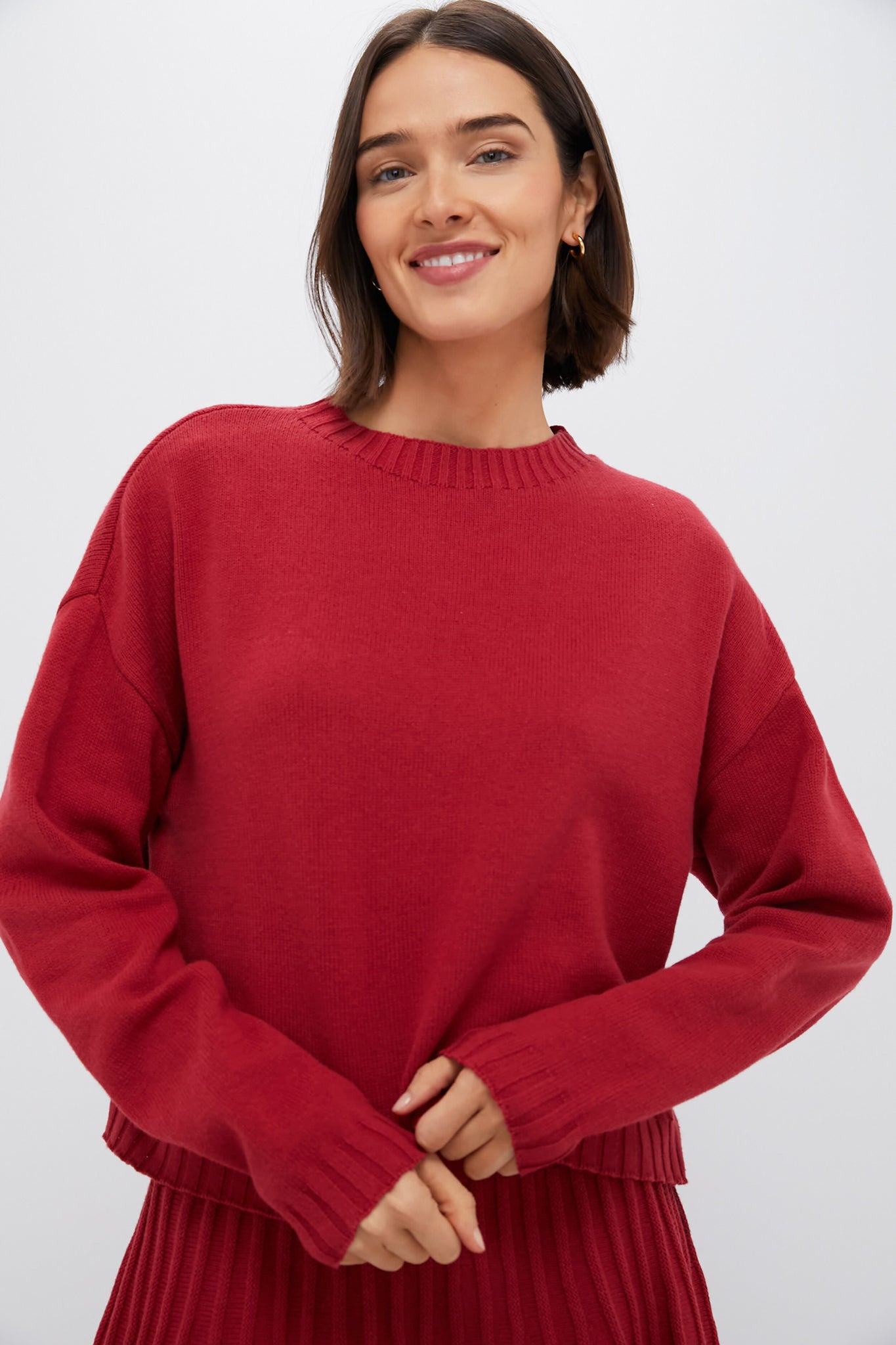 Red Knit Milly Crewneck Sweater-Beilave