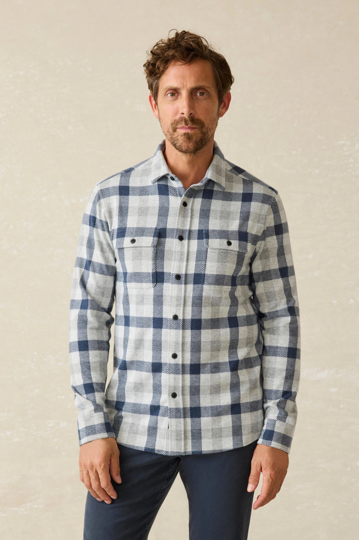 Snowy Night Check Legend Sweater Shirt-Beilave