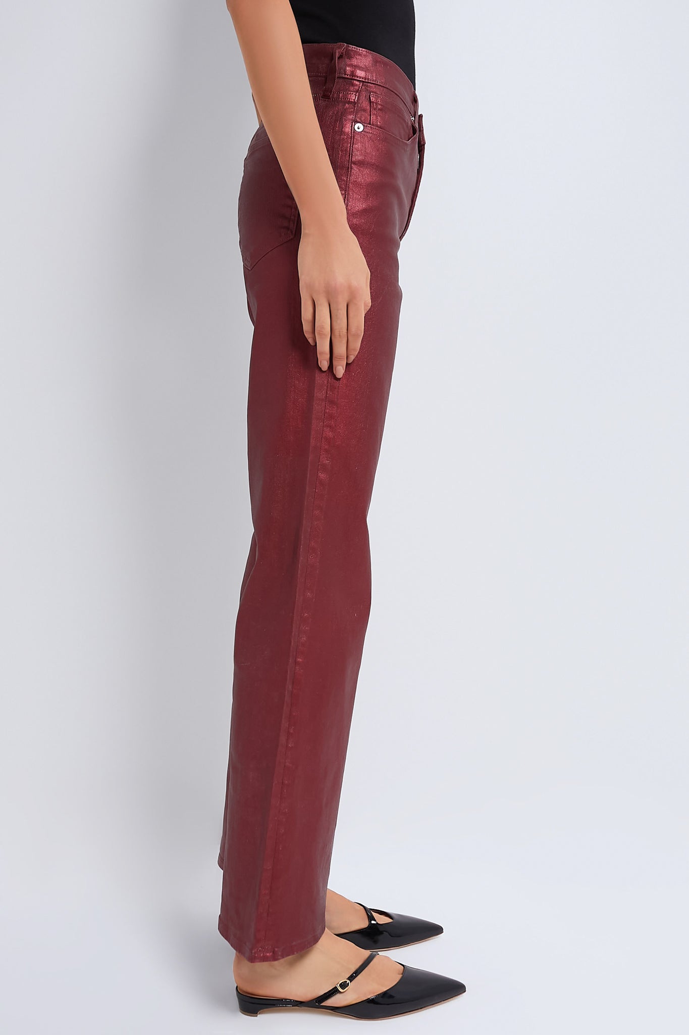 Burgundy Metallic Crosbie Wide Leg-Beilave