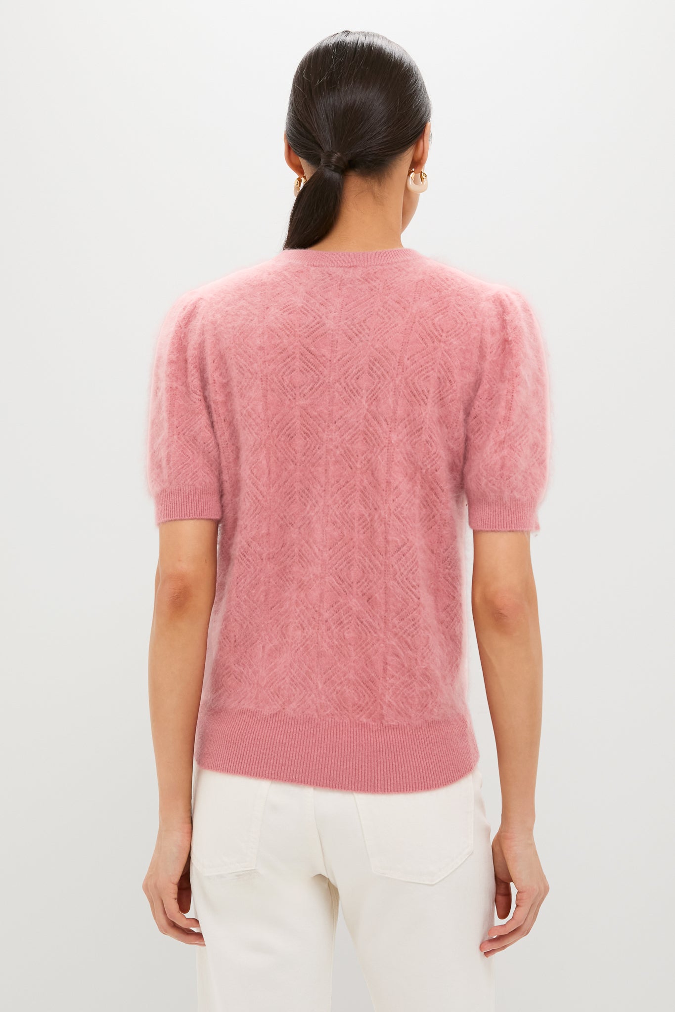 Dusty Rose Brushed Merino Wool Puff Sleeve Lexie Sweater-Beilave