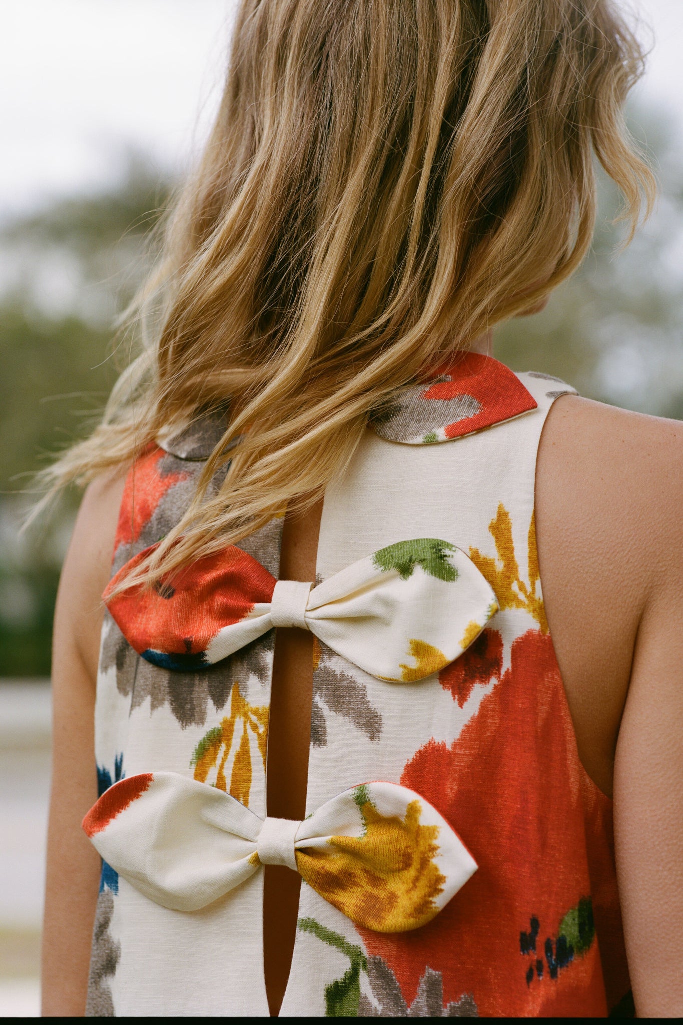 Crimson Poppy Cotton Linen Portia Dress-Beilave