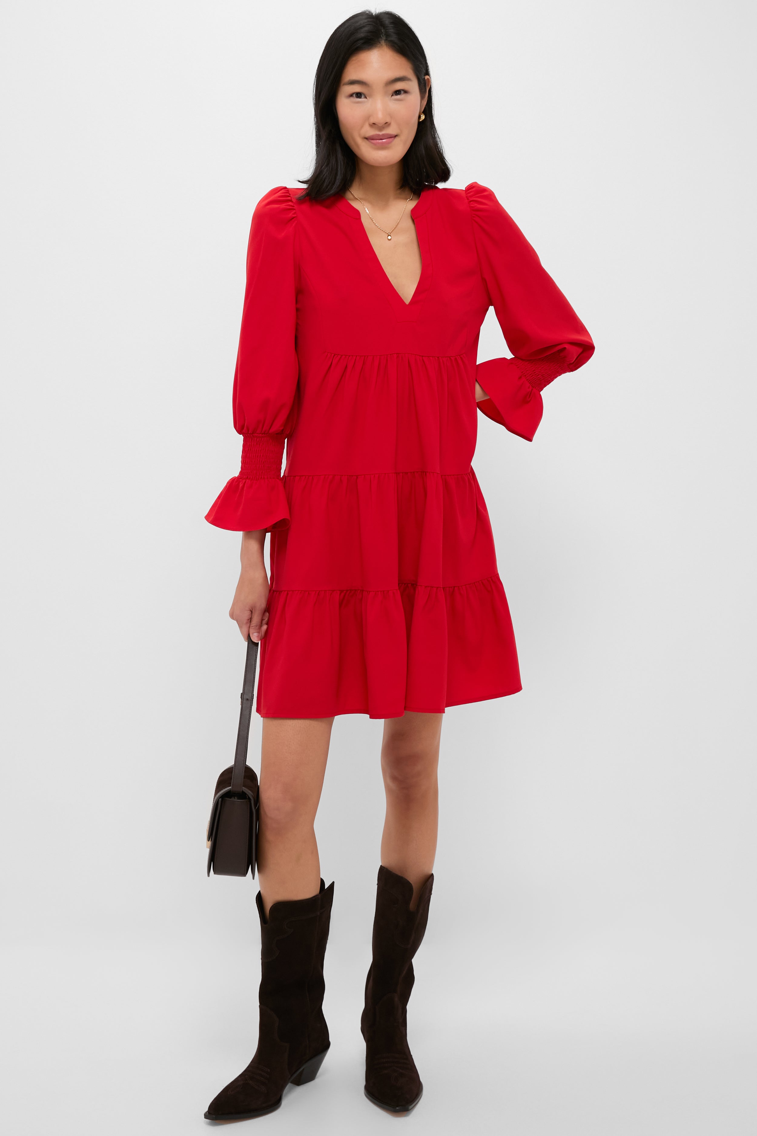 Red Crepe Kenzo Dress-Beilave