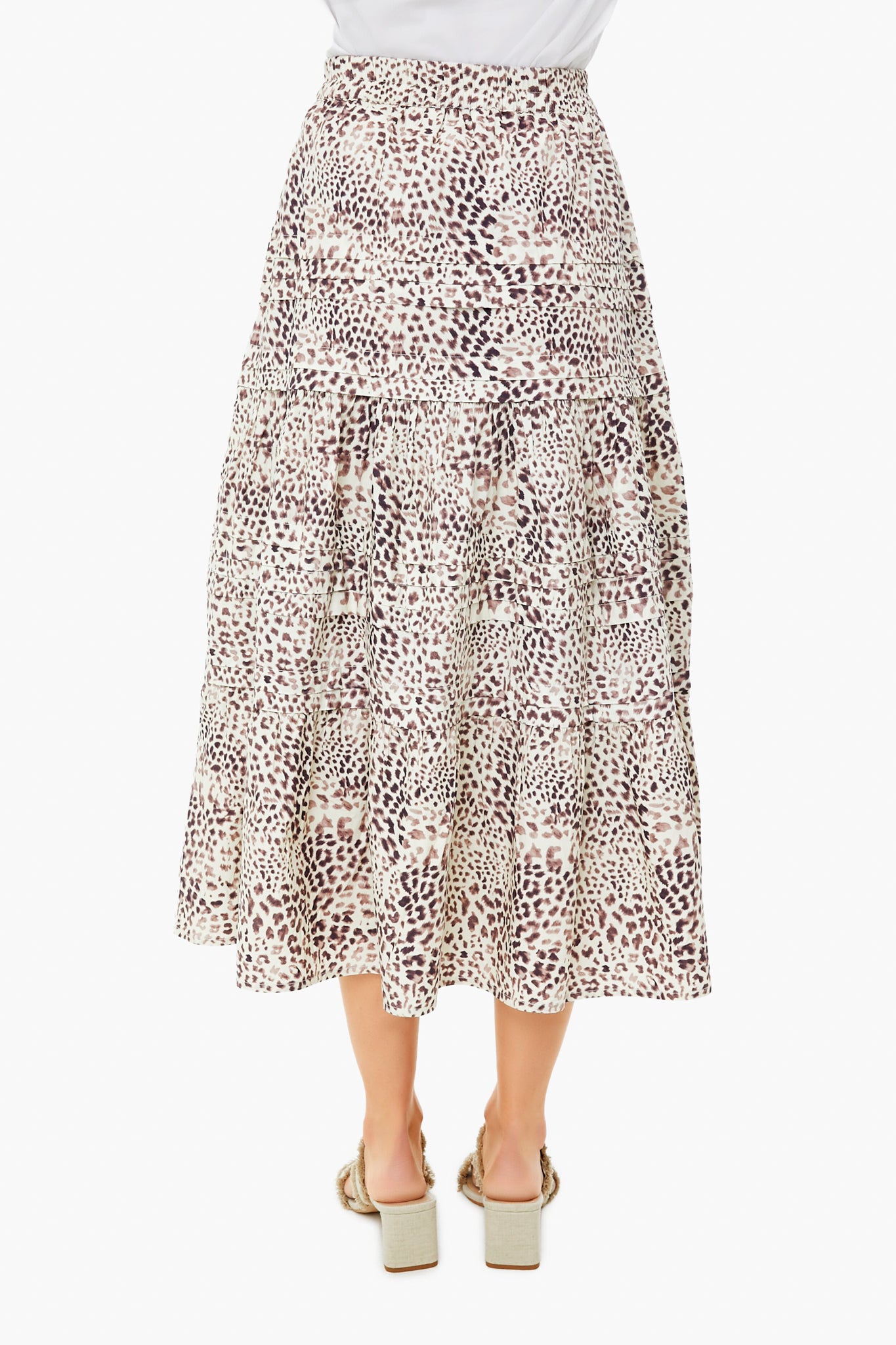 Day Calla Cheetah Pintuck Midi Skirt-Beilave