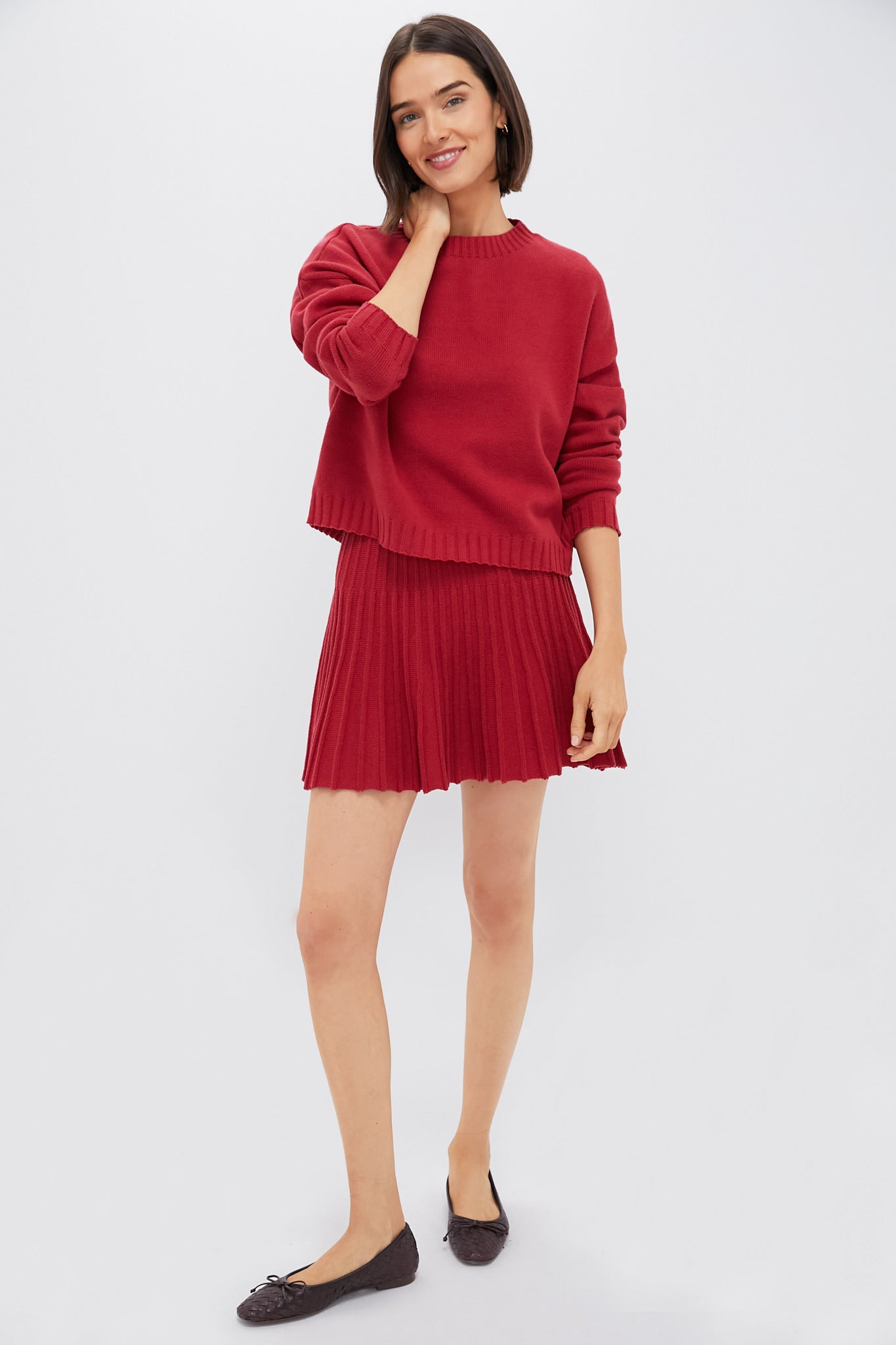 Red Knit Milly Crewneck Sweater-Beilave