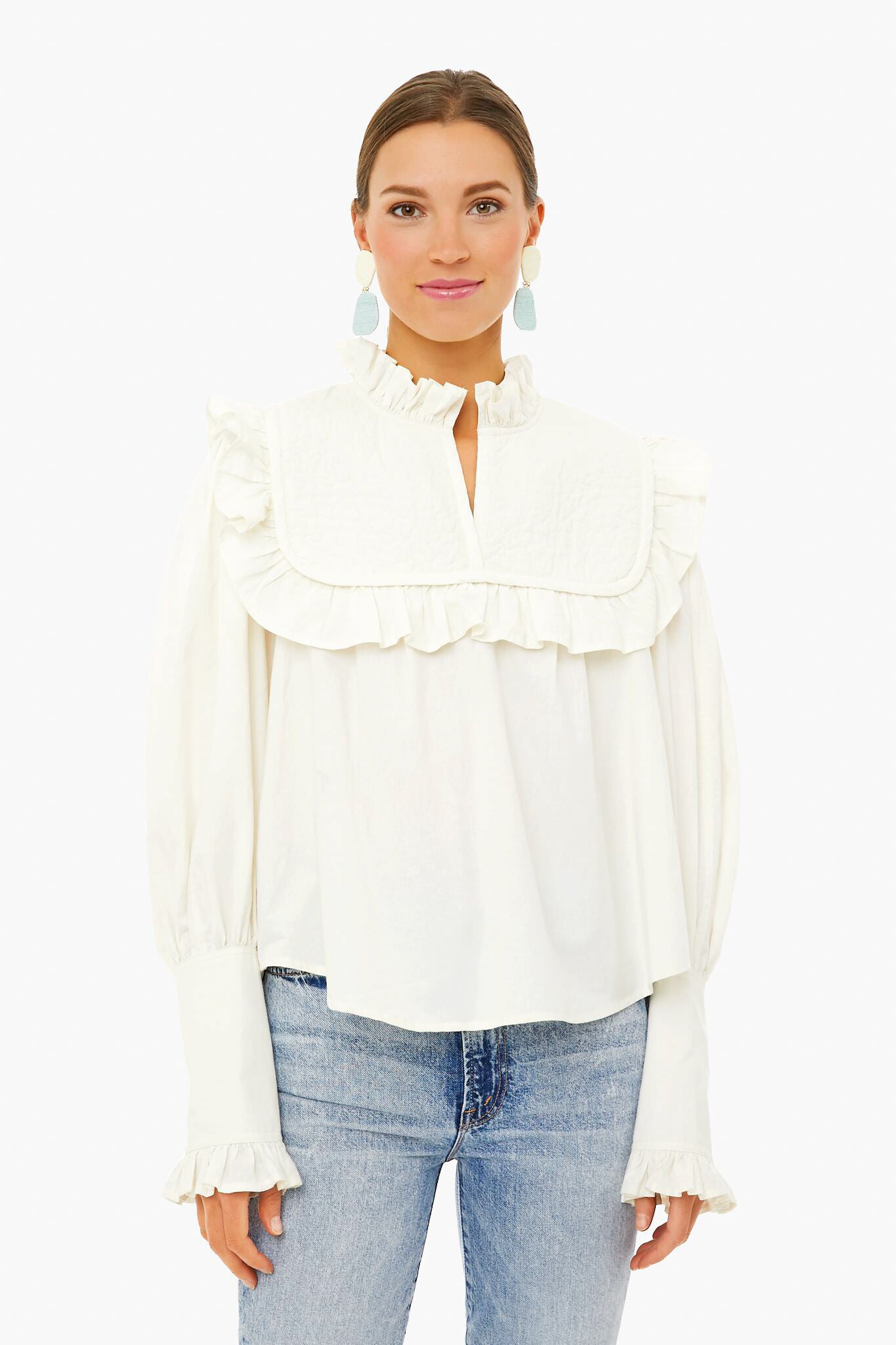 Cream Stan Sandwashed Longsleeve Quilted Top-Beilave