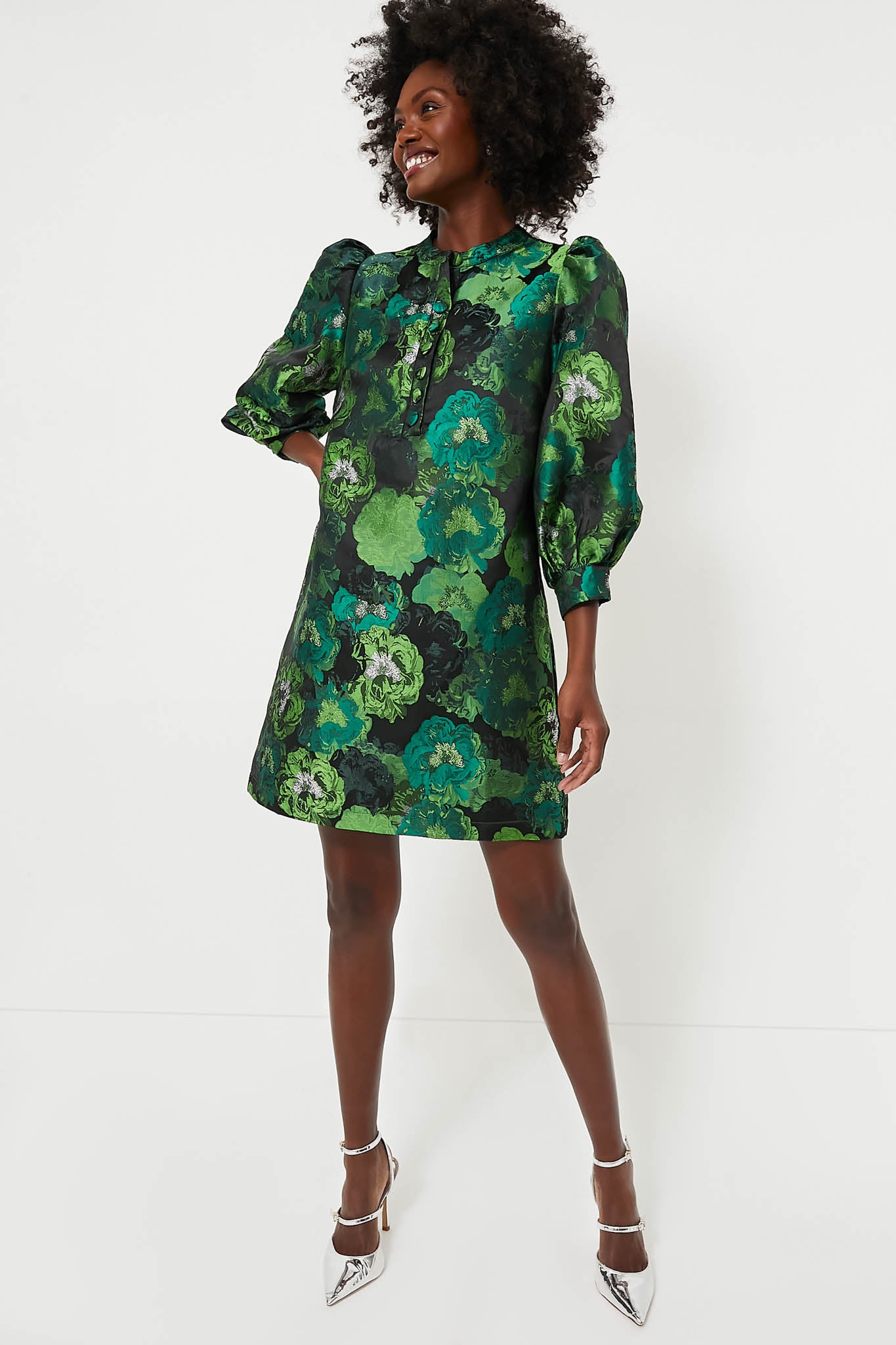 Green Jacquard Samantha Dress-Beilave