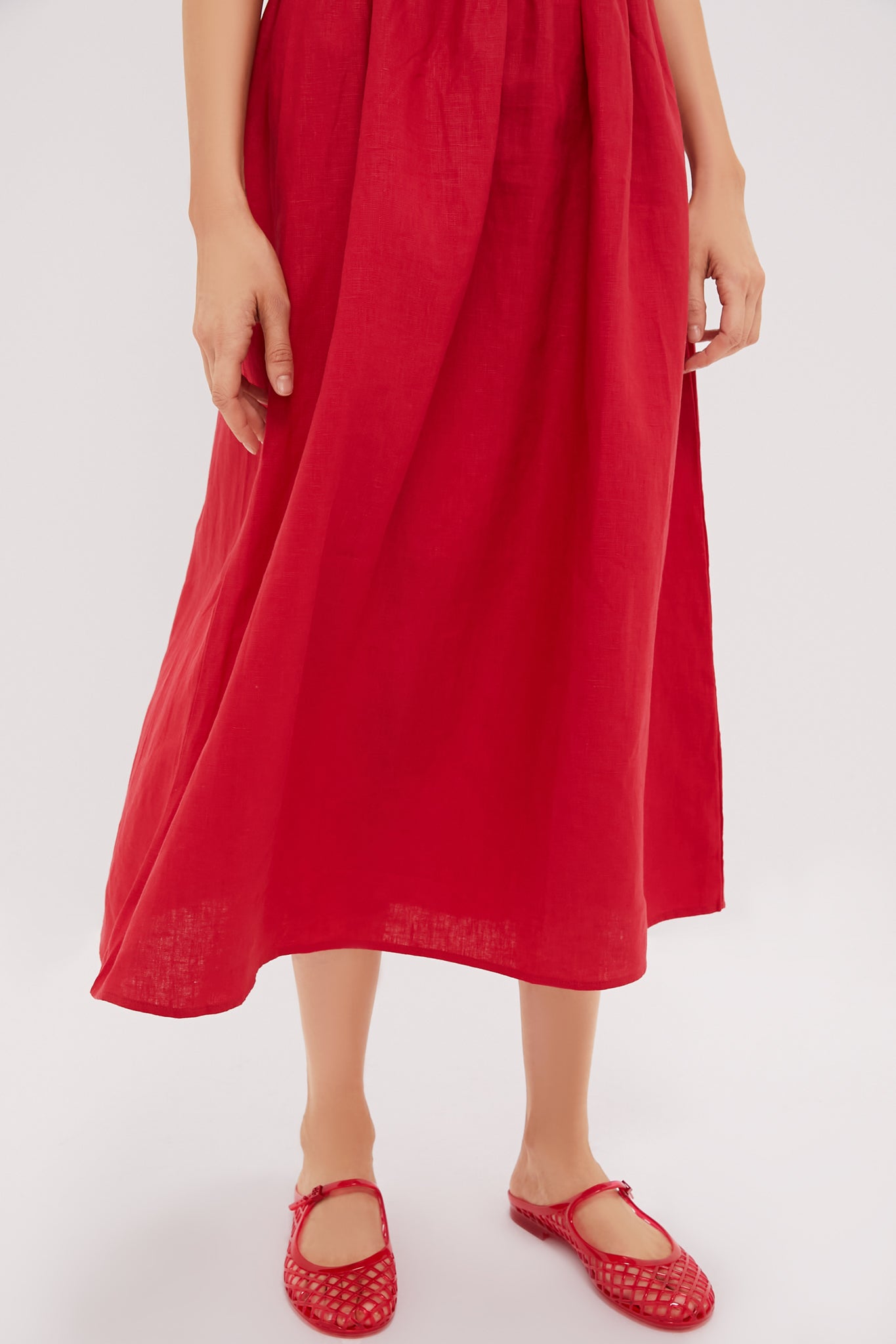 Red Dalia Midi Dress-Beilave