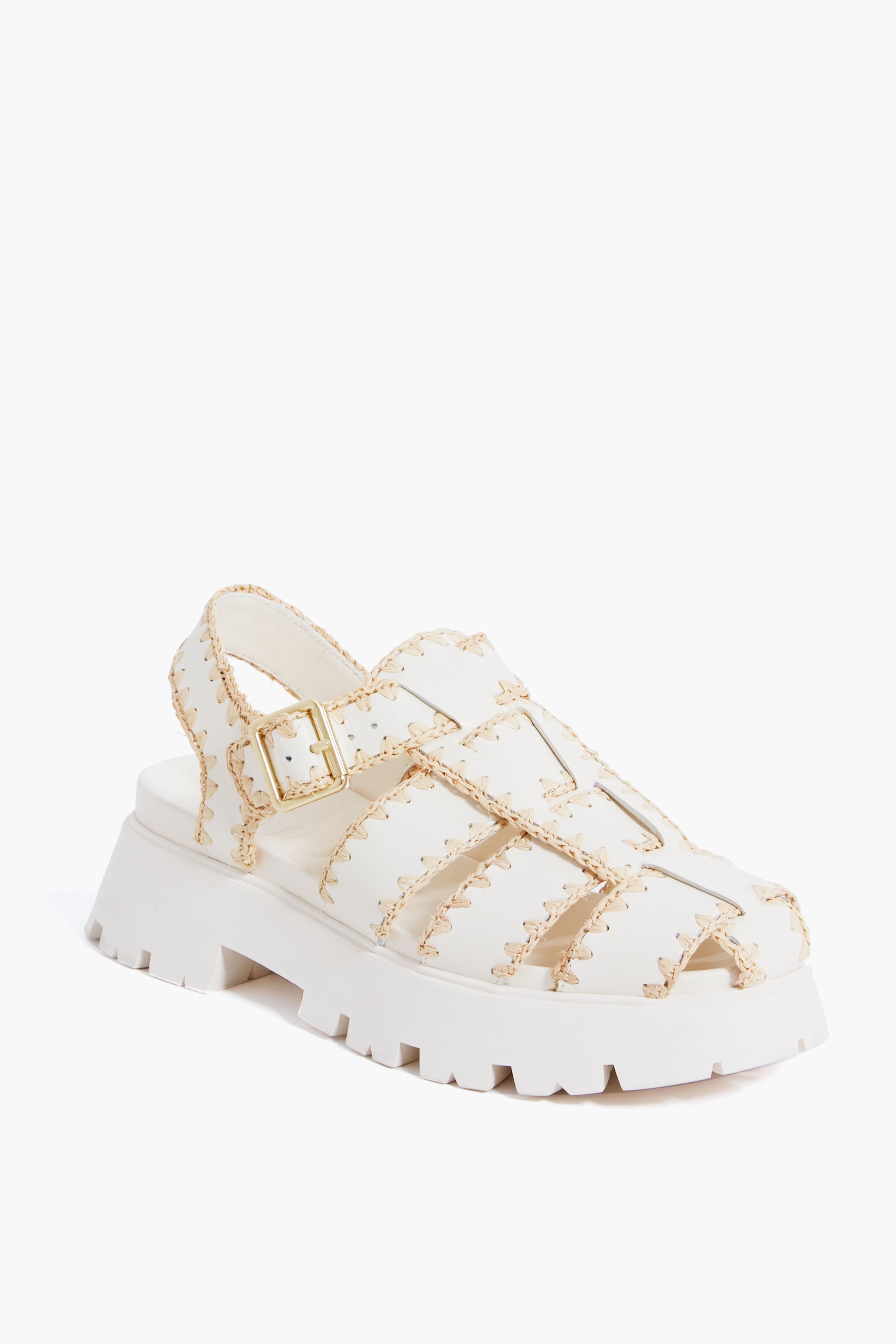 Cream Leather Talia Platform Fisherman Sandal-Beilave