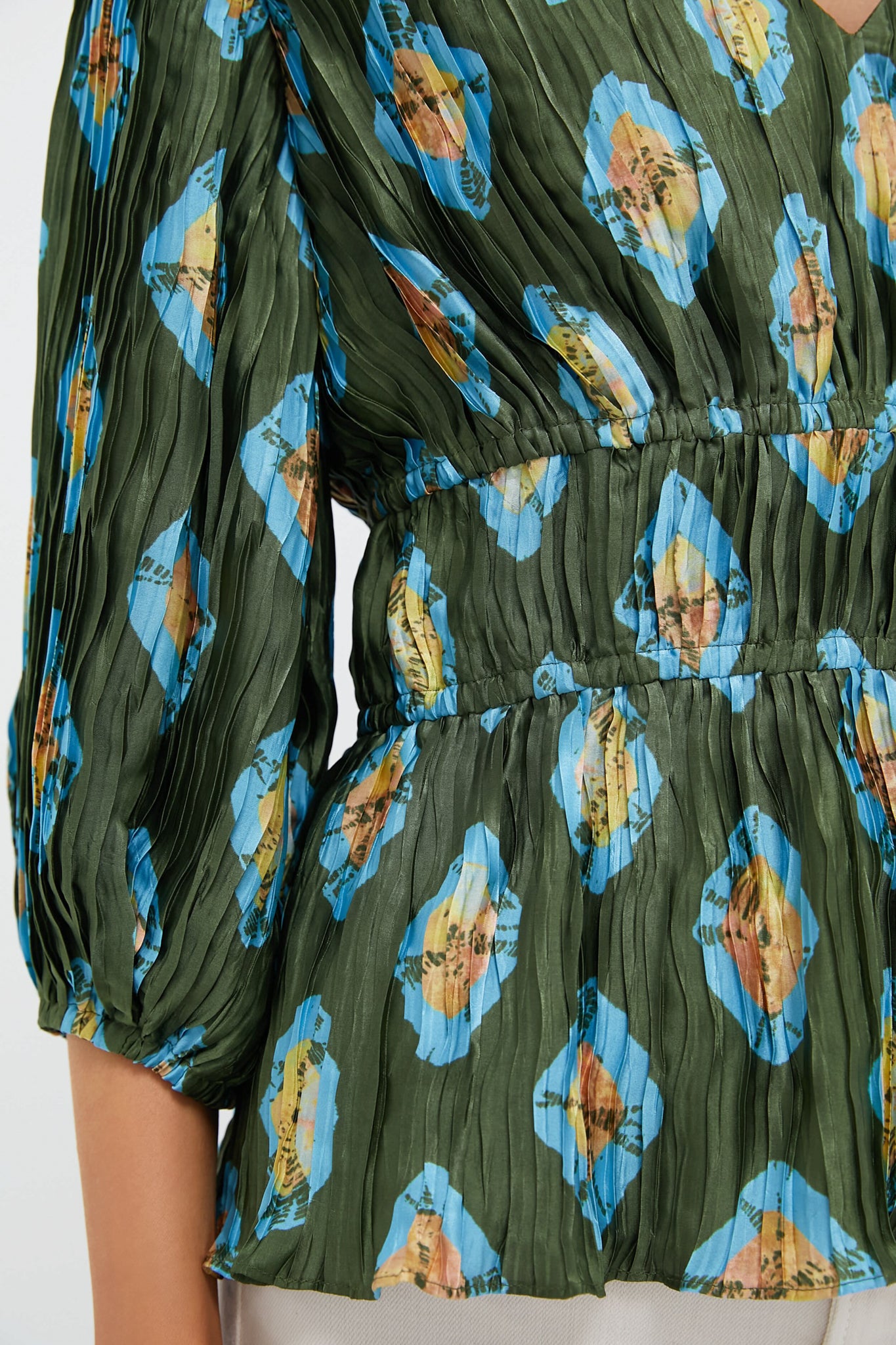 Olive and Aqua Diamond Maisy Blouse-Beilave