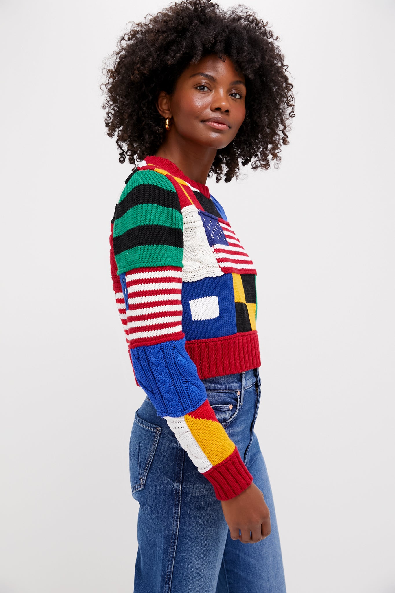 Red Multi American Flag Long Sleeve Pullover-Beilave