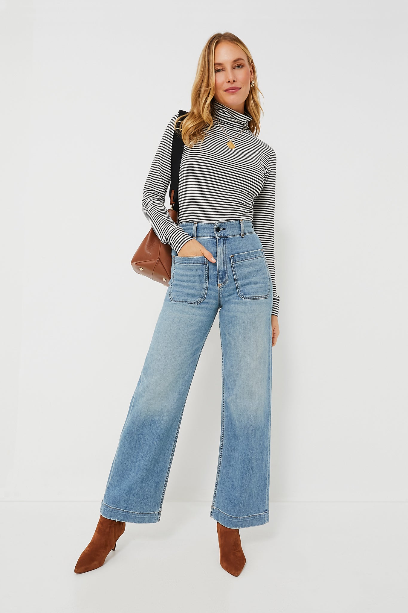 Steel White Stripe Little Turtleneck-Beilave