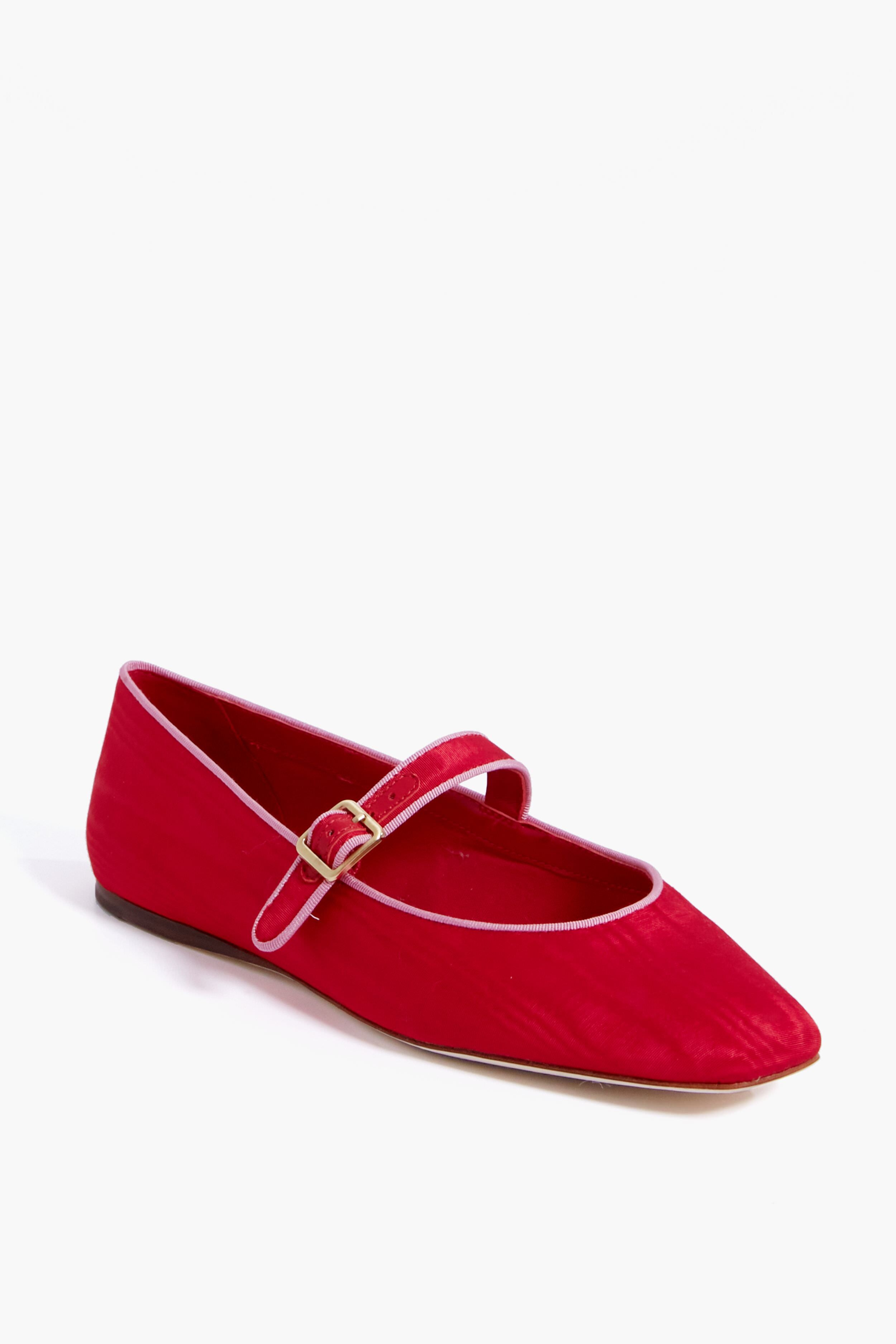 Red Moire Ginger Mary Jane Flat-Beilave