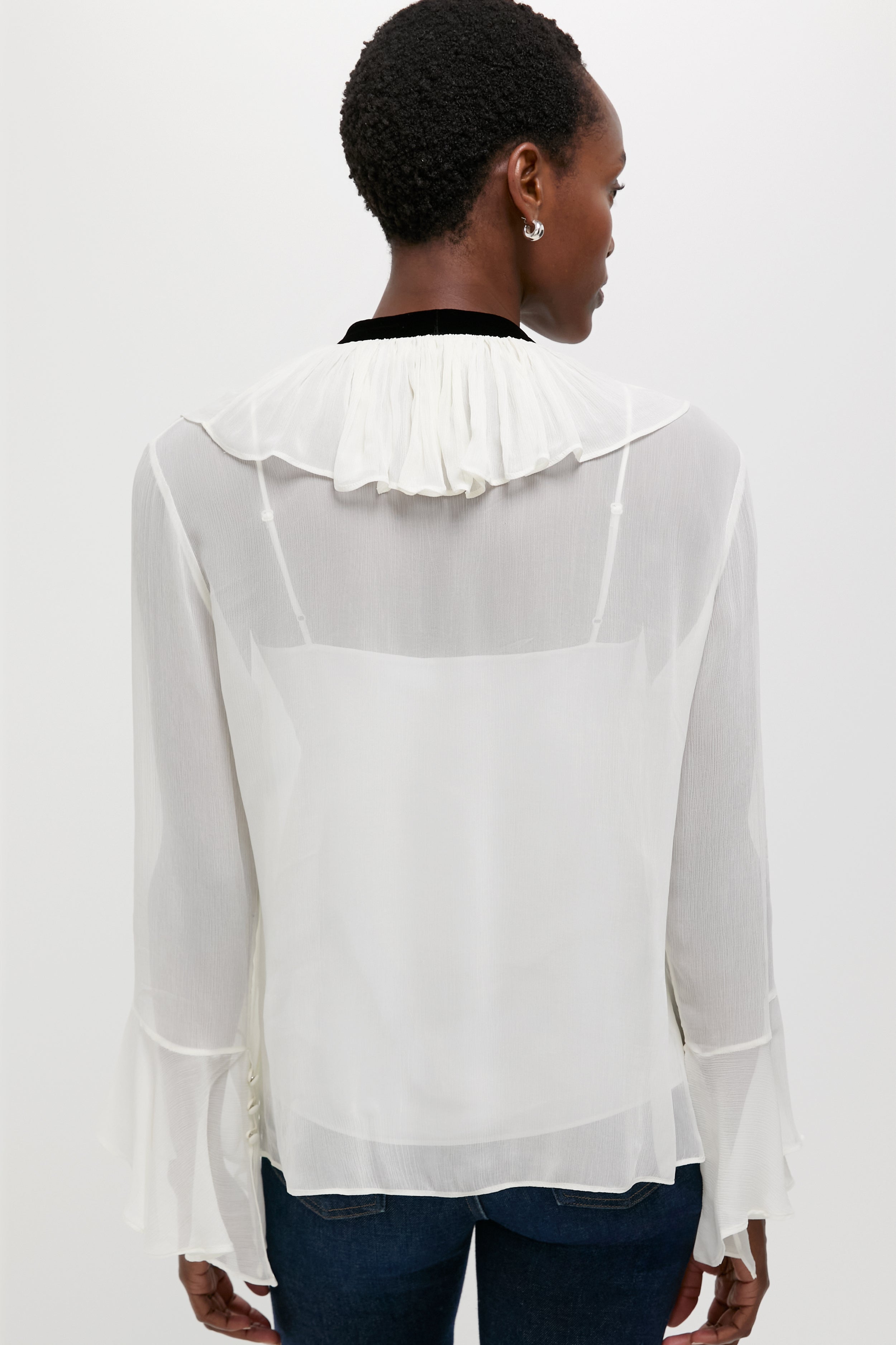Trophy Cream Long Sleeve Collared Blouse-Beilave