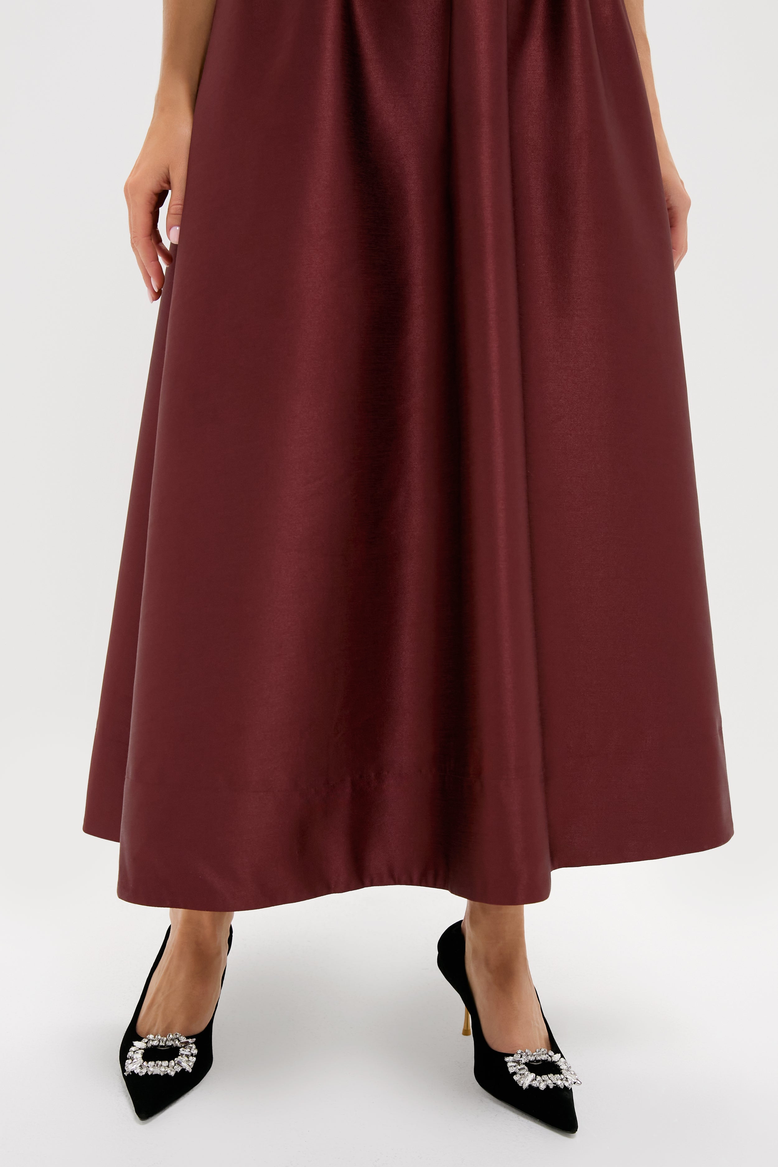 Oxblood Dupioni Bow Esme Dress-Beilave