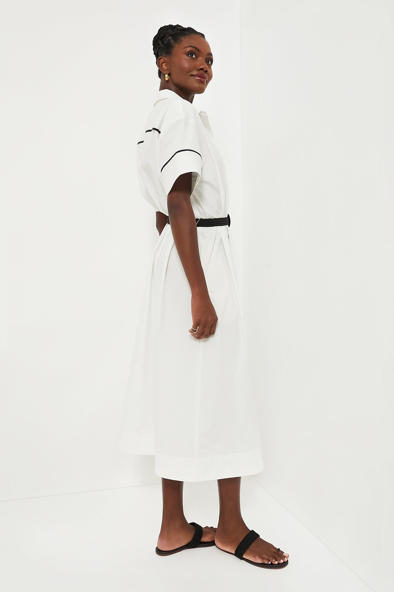 White Piped Kate Dress-Beilave
