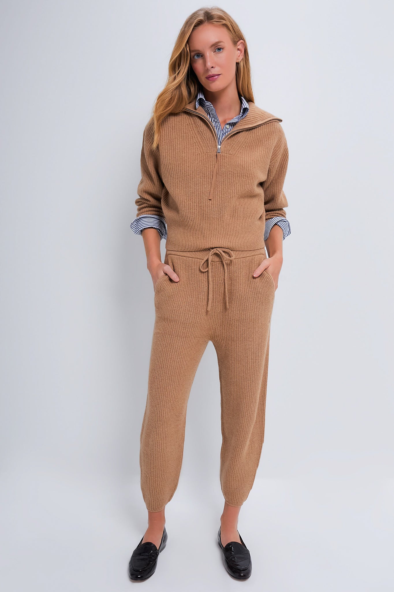 Camel Melange Cashmere Wool Blend Jogger-Beilave