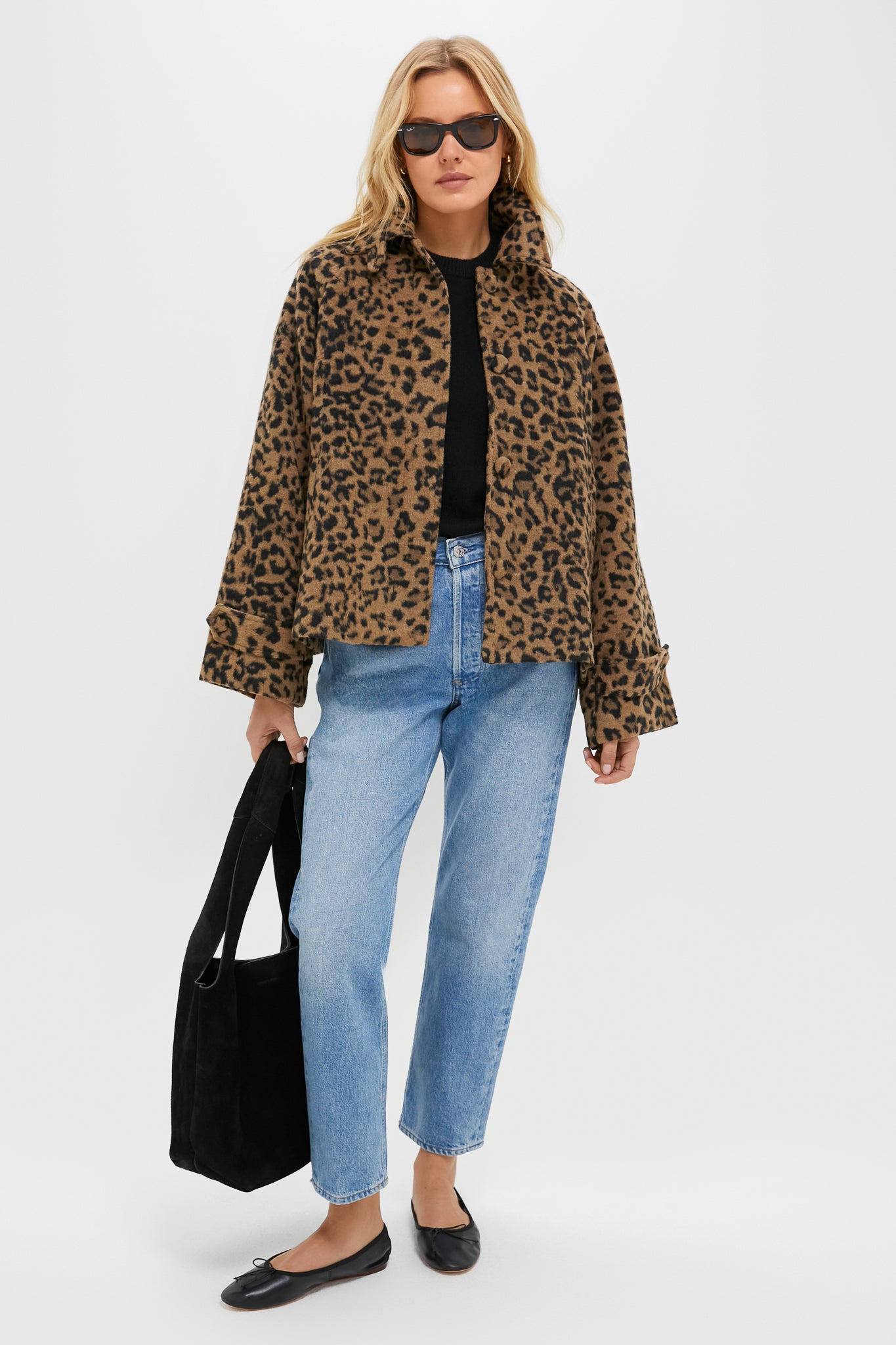 Brushed Wool Leopard Drew Short Trench Coat-Beilave