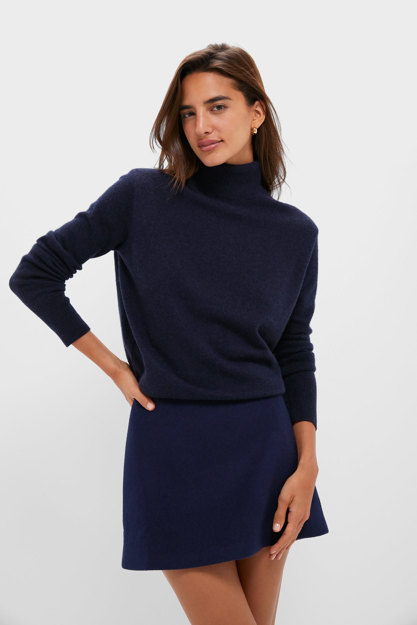 Navy Wool Meg Mini Skirt-Beilave