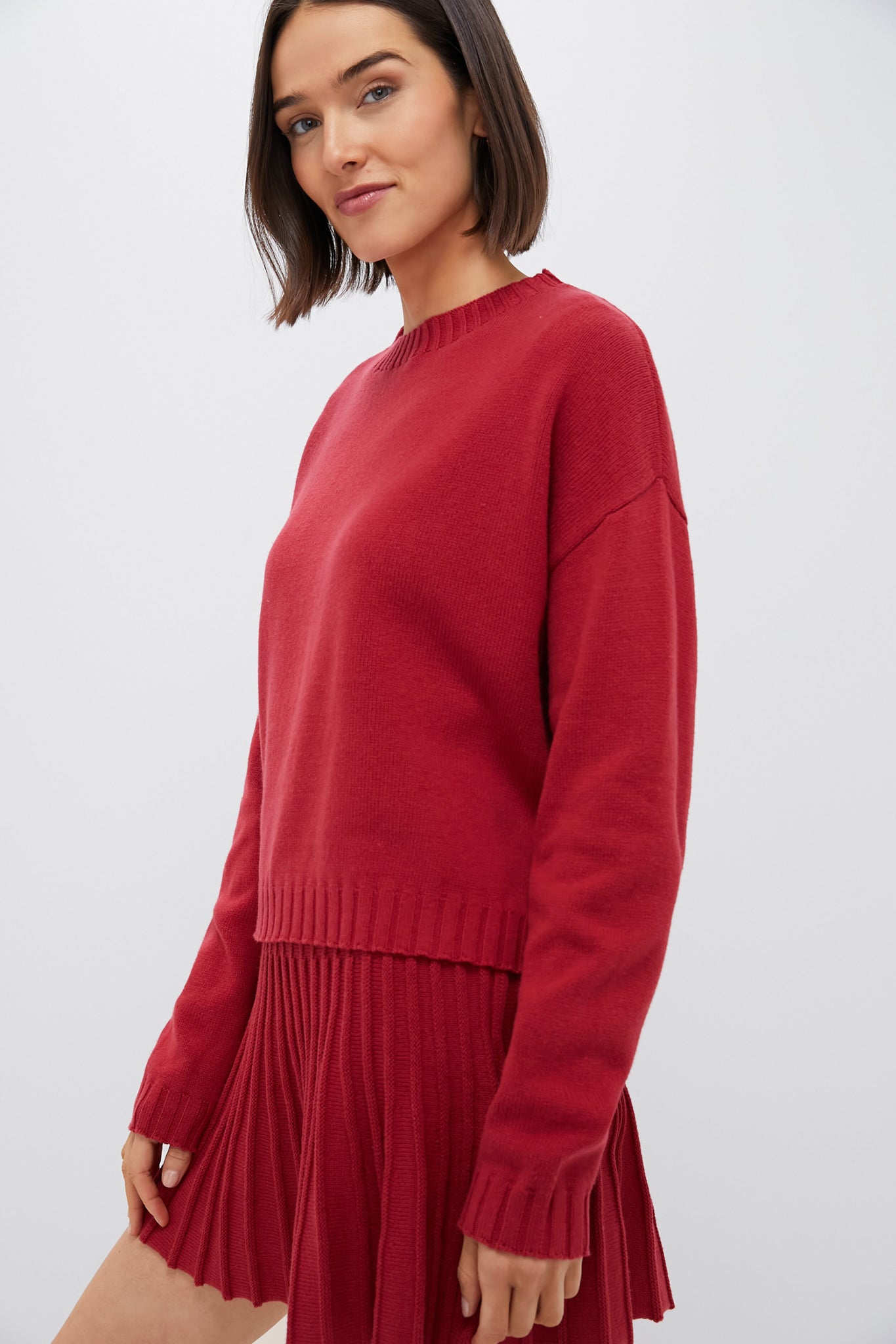 Red Knit Milly Crewneck Sweater-Beilave