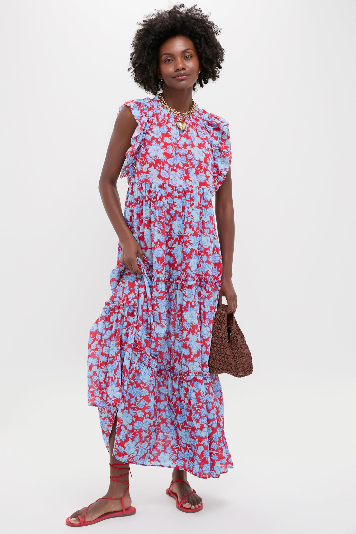 Paola Floral Print Poppy Maxi Dress-Beilave