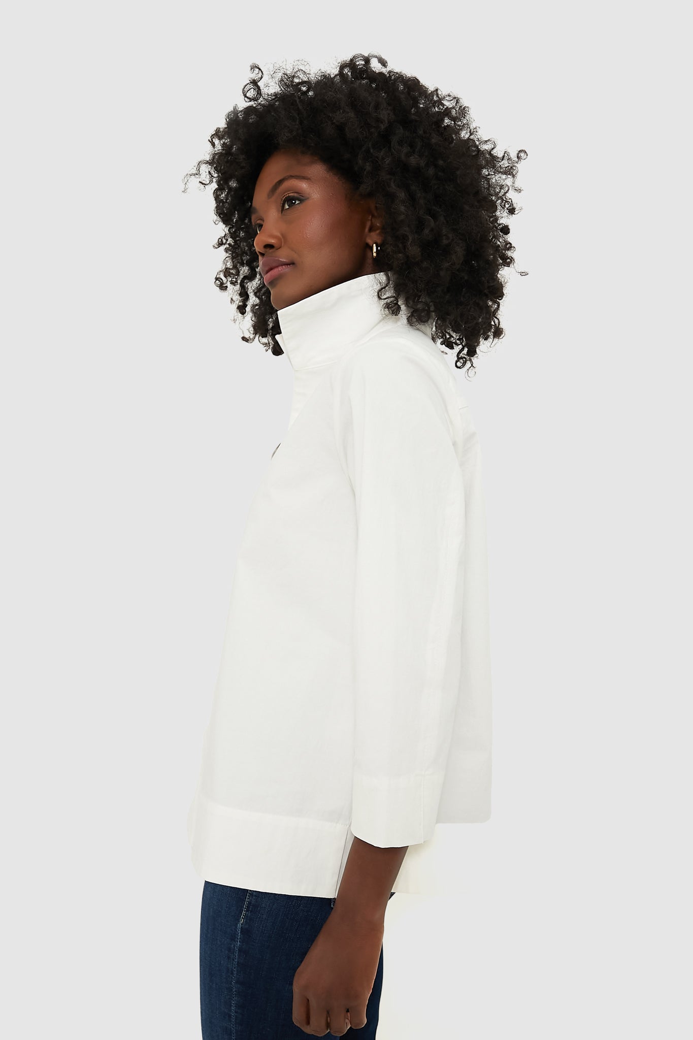 White Margot Stand Collar Blouse-Beilave
