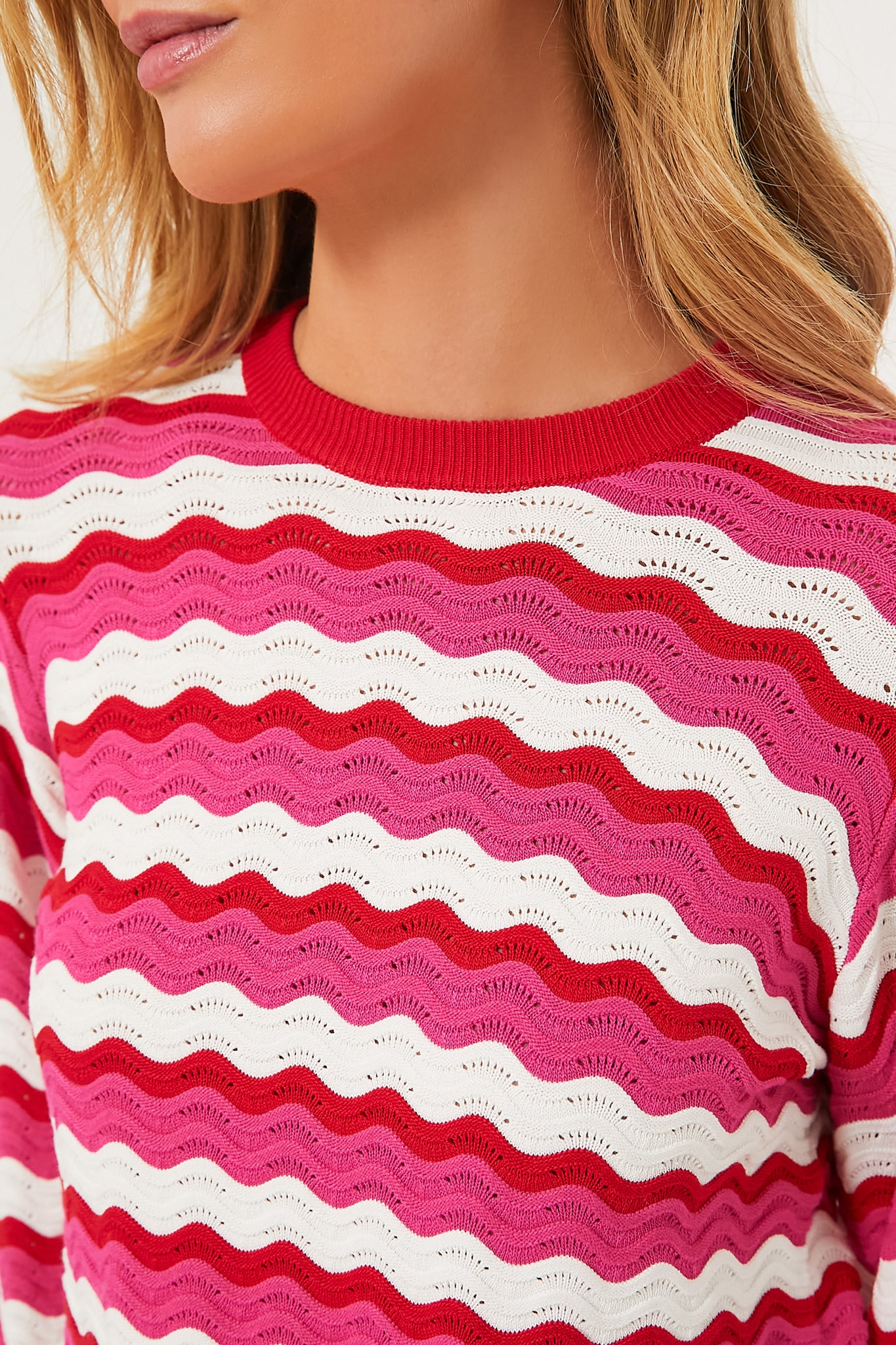 Ruby Wavy Stripe Callie Crewneck-Beilave