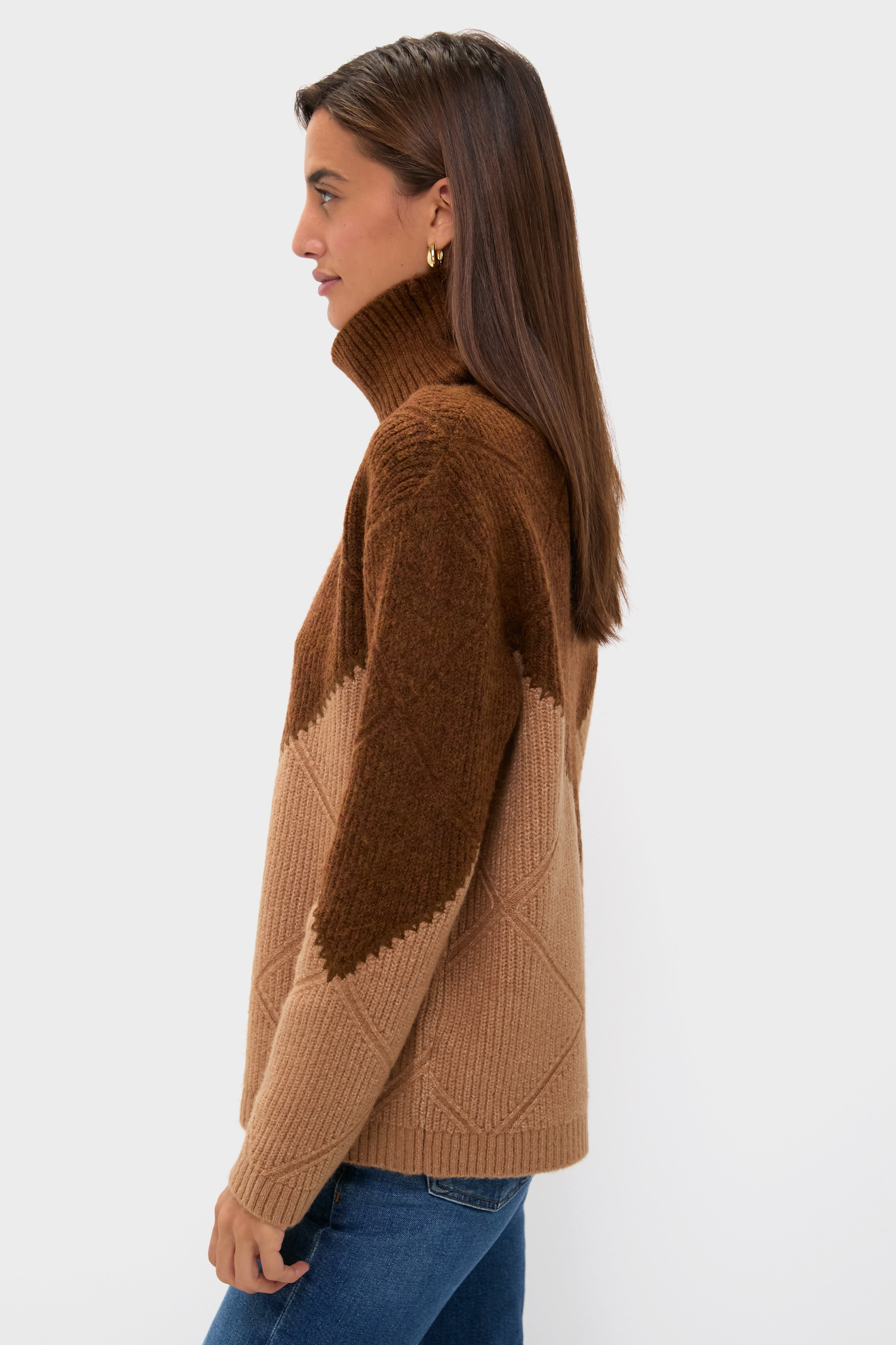 Tan & Brown Diamond Demi Turtleneck-Beilave