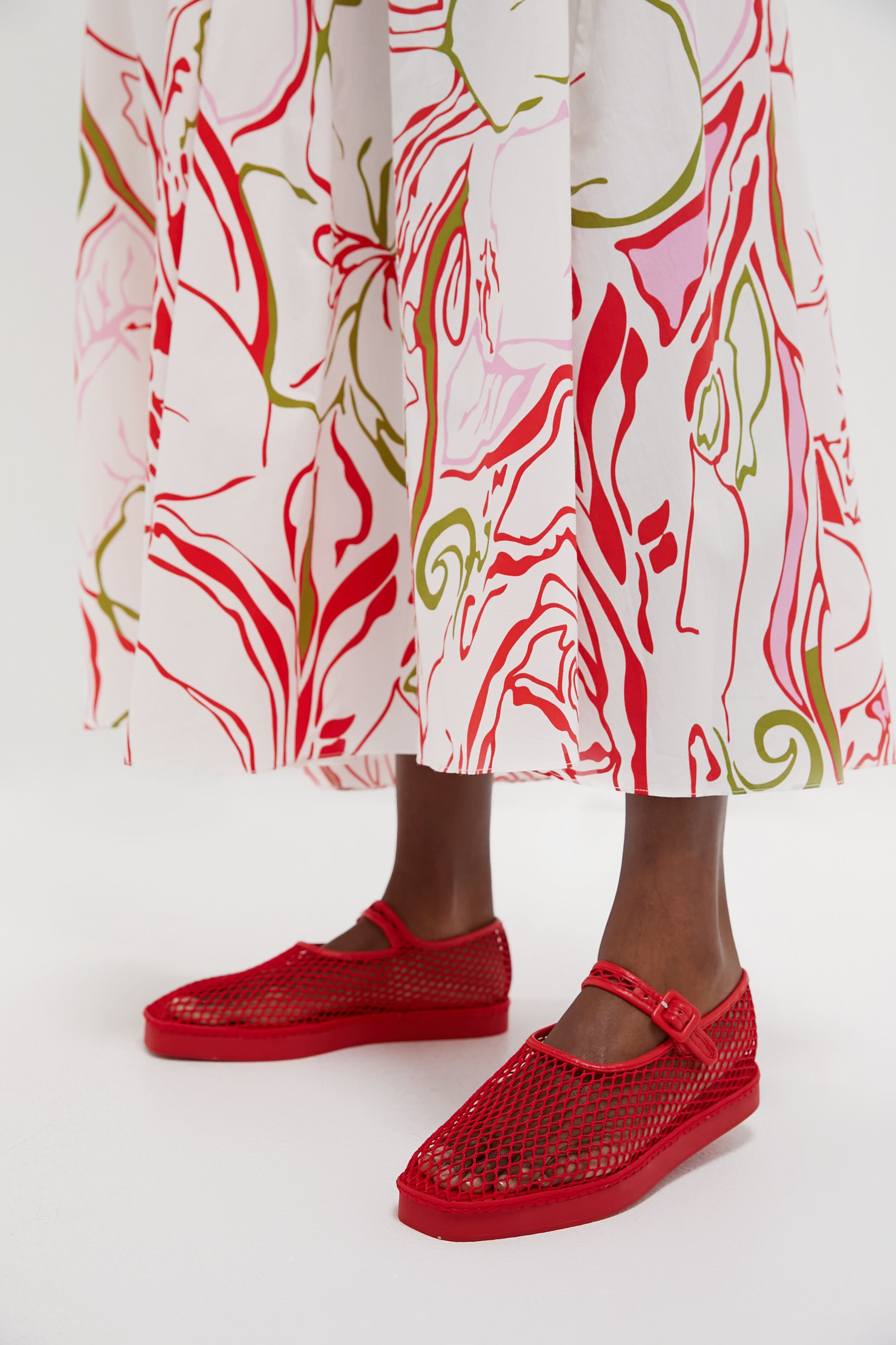 Red Netted Mesh Rita Mary Janes-Beilave