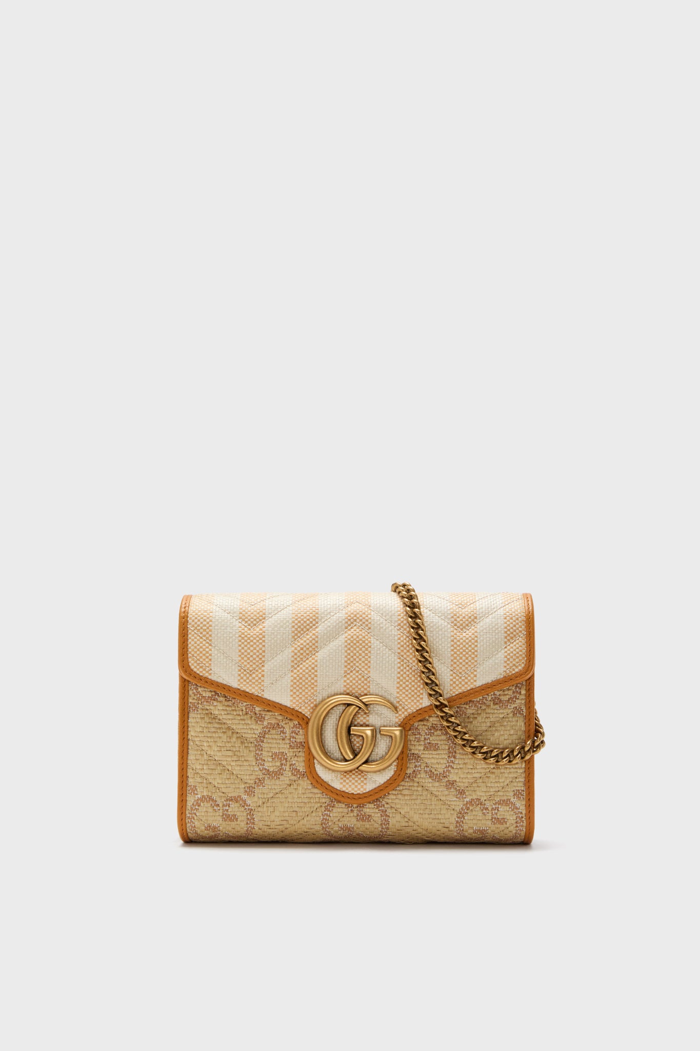 Gucci GG Marmont Raffia Wallet On Chain-Beilave
