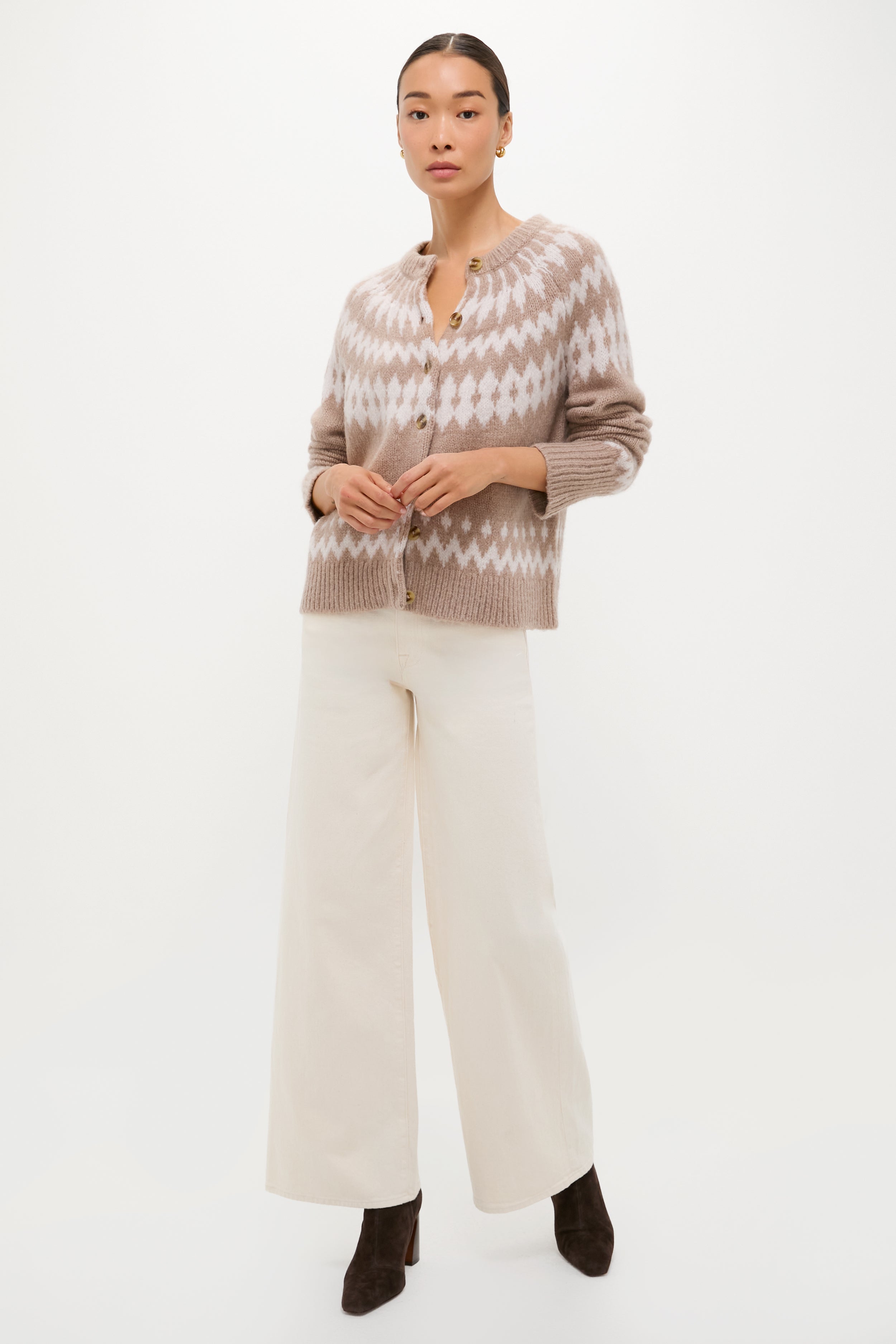 Brown and Gray Marlow Fair Isle Cardigan-Beilave