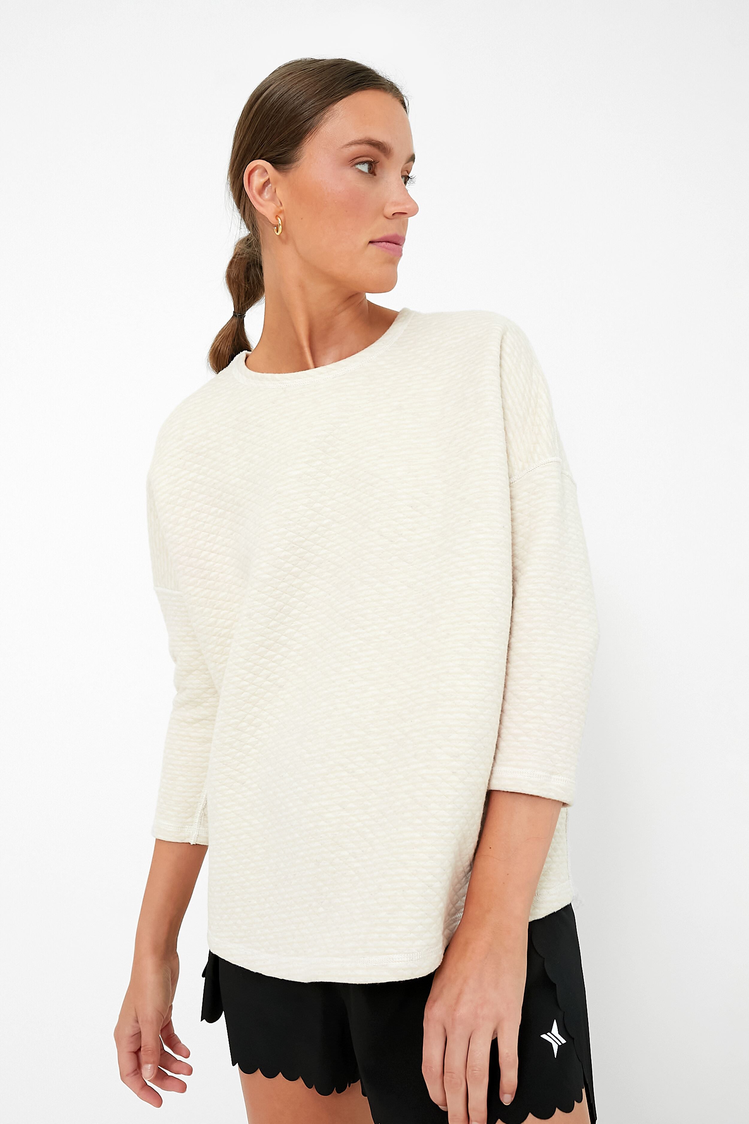 Reversible Heathered Ivory Ally Swing Sweatshirt-Beilave
