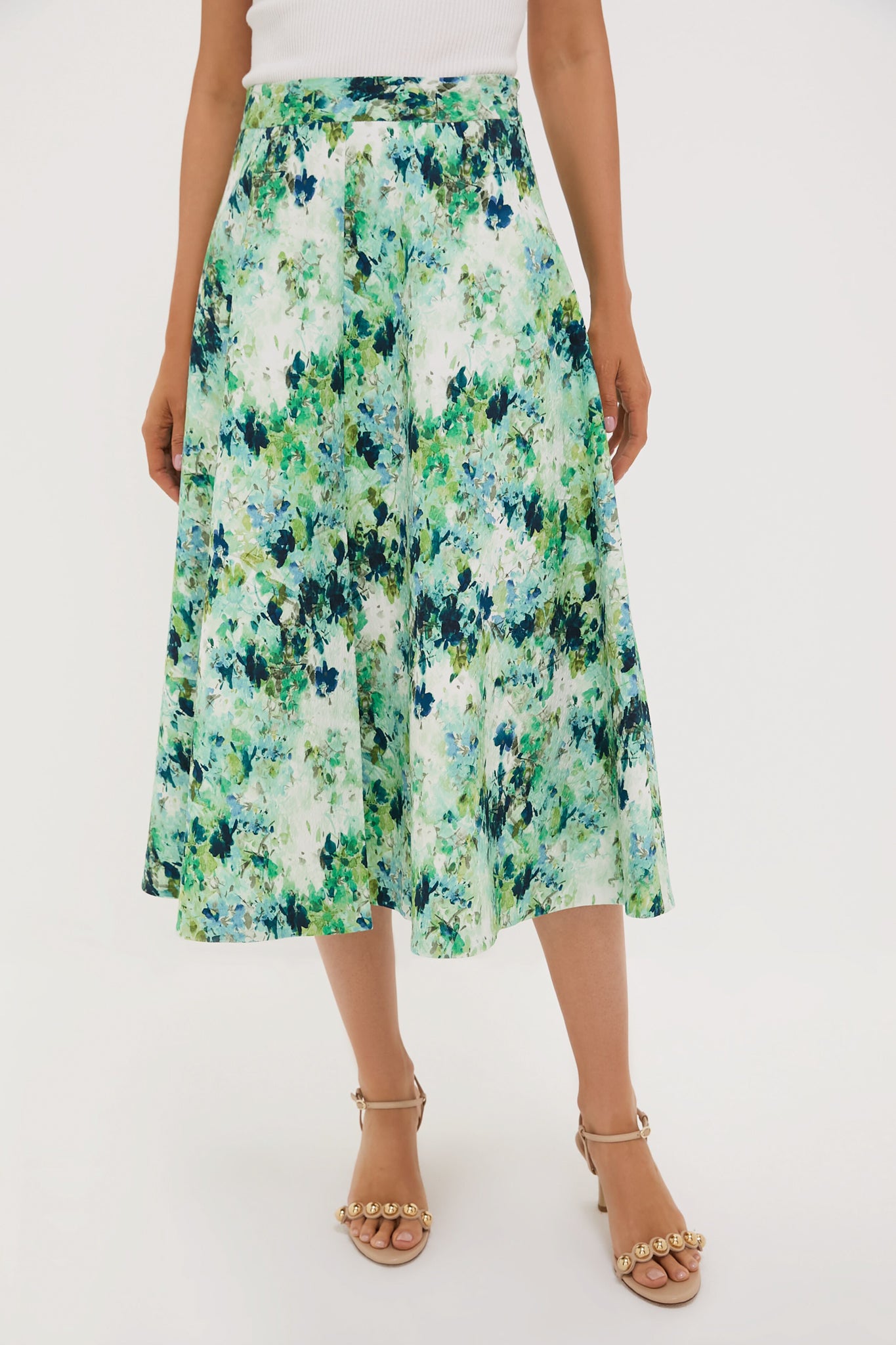 Water Lilies Cotton Seersucker Andrea Circle Skirt-Beilave