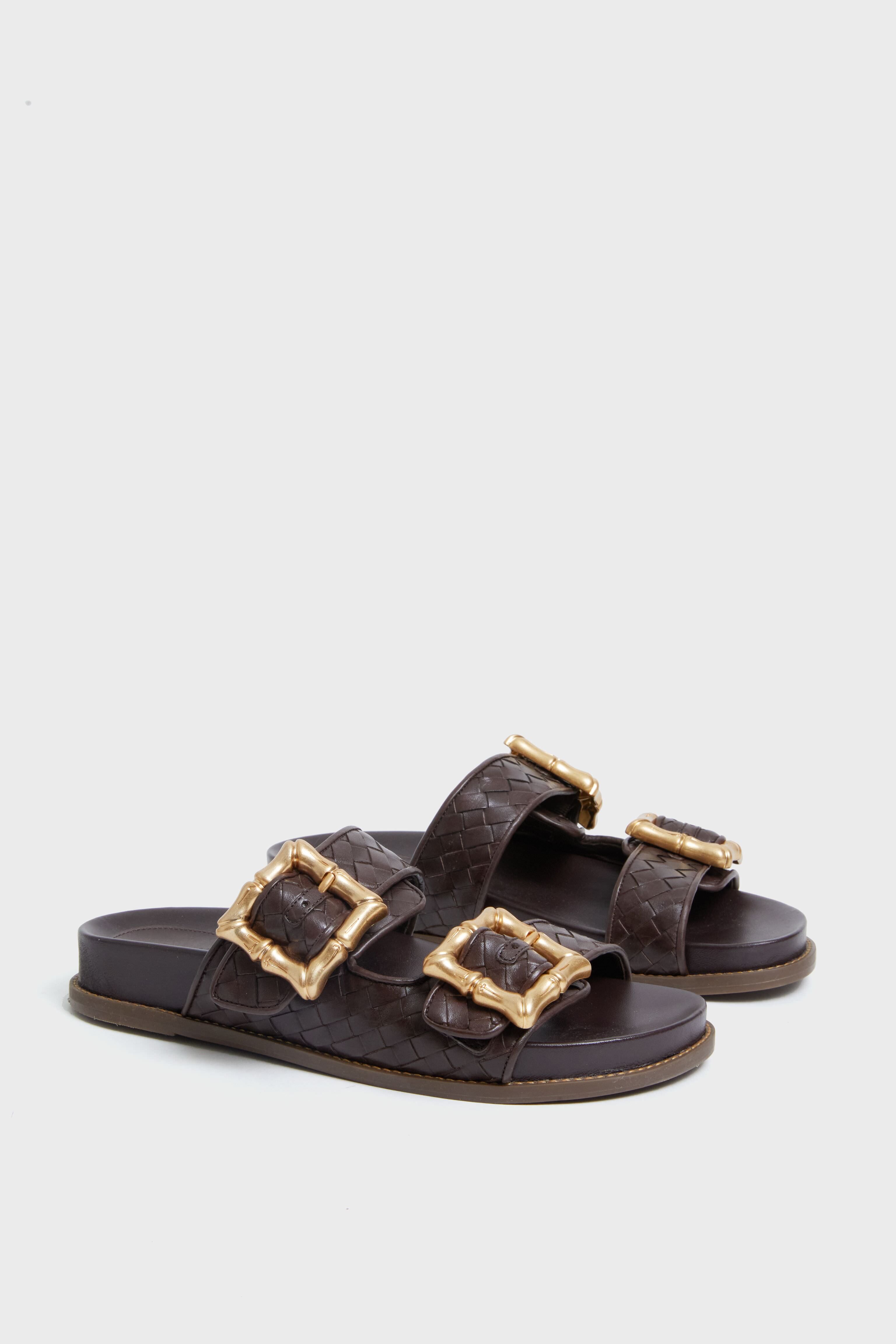 Dark Chocolate Enola Woven Sandals-Beilave
