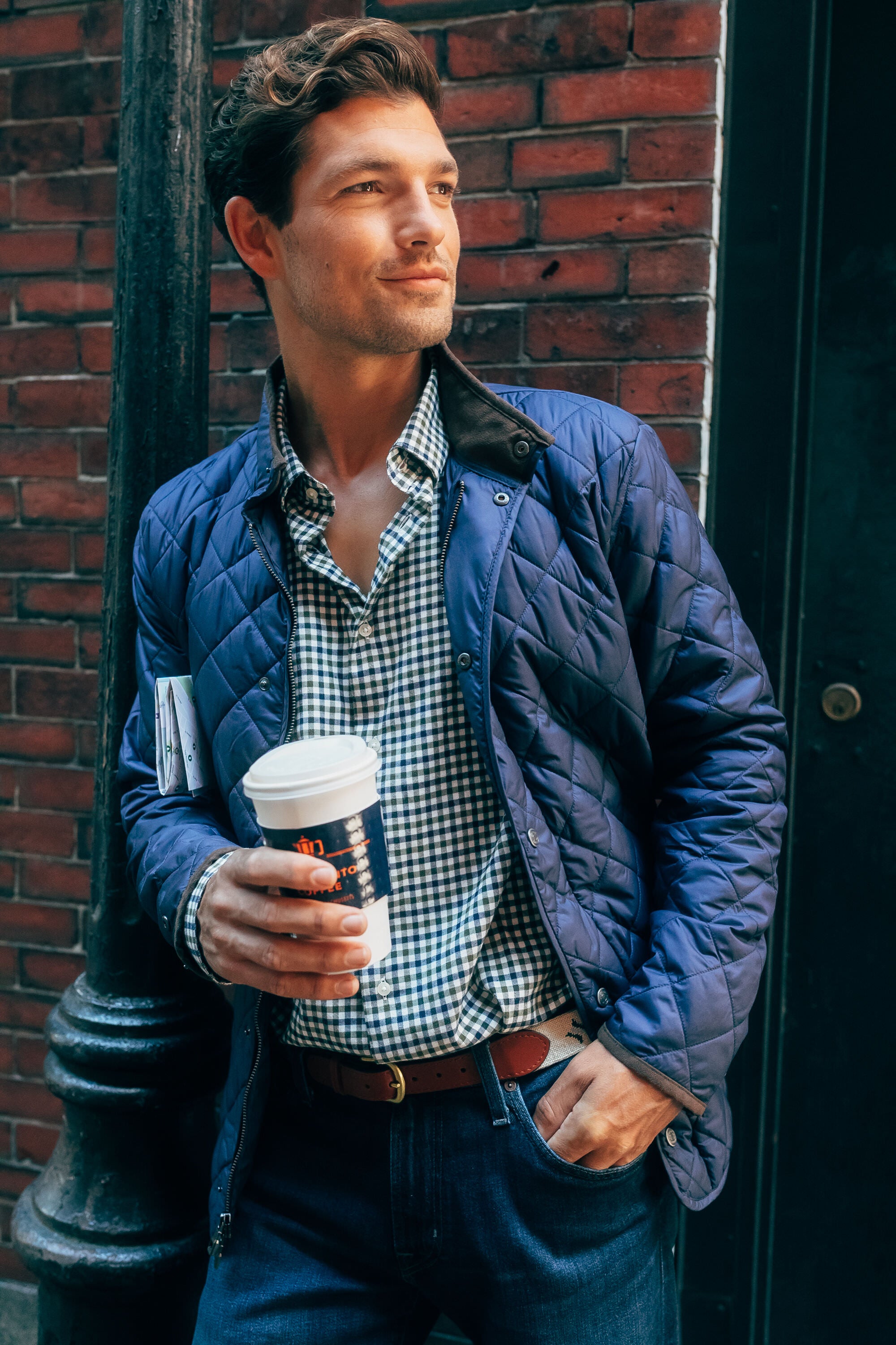 Navy Suffolk Quilted Travel Coat-Beilave