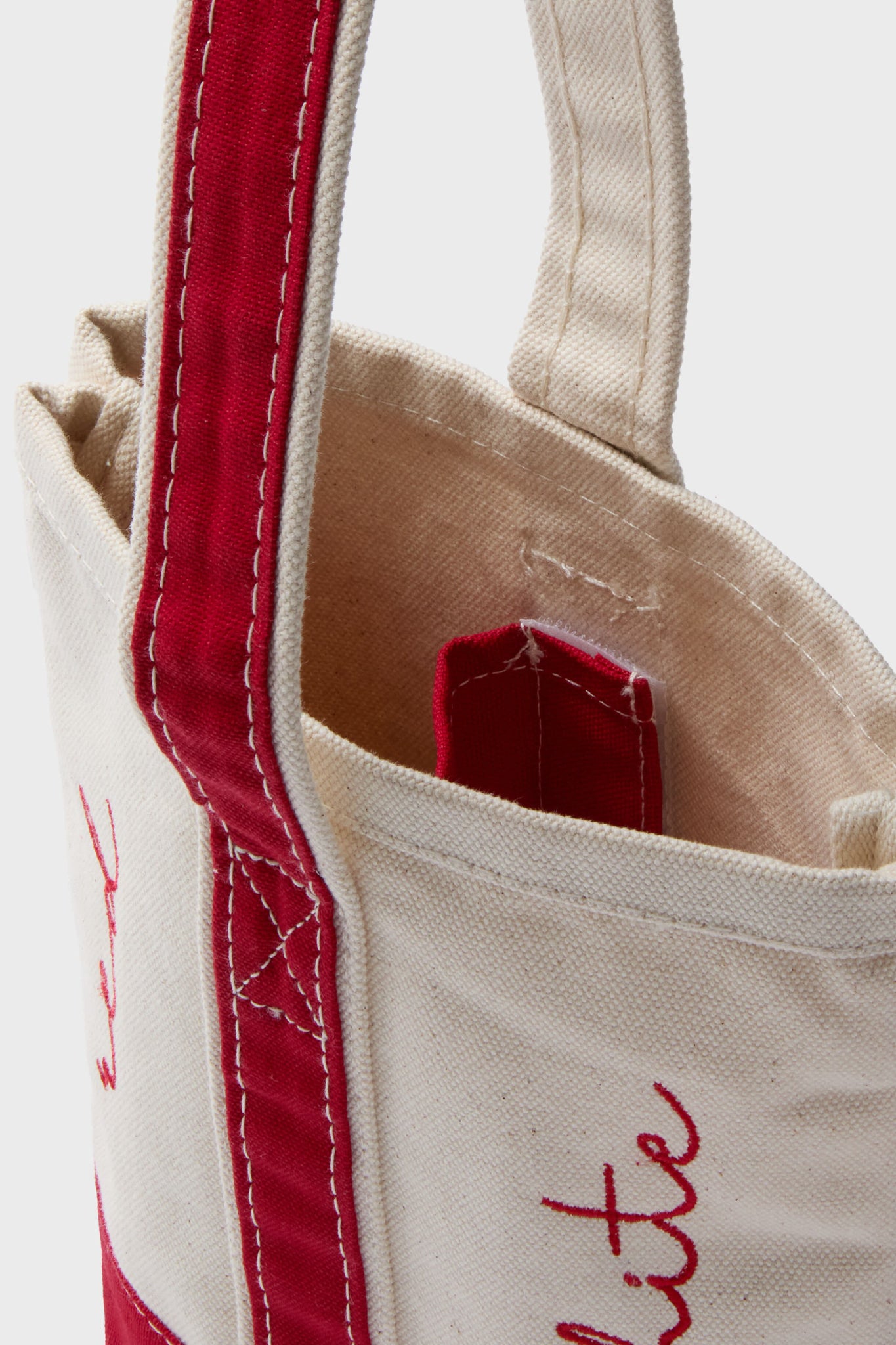 Red Embroidered Wine Tote-Beilave