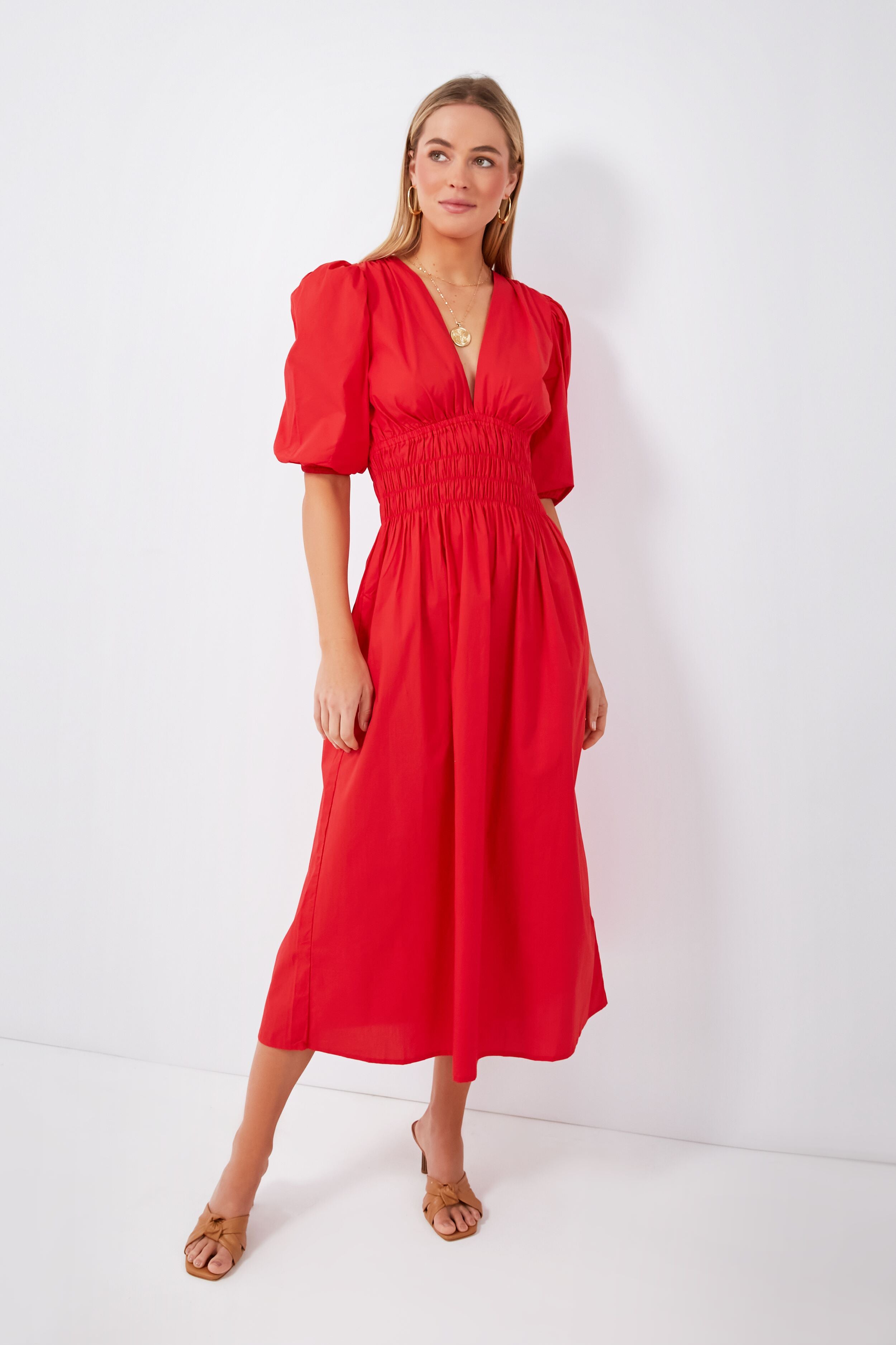 Cherry Tomato Agnata Midi Dress-Beilave