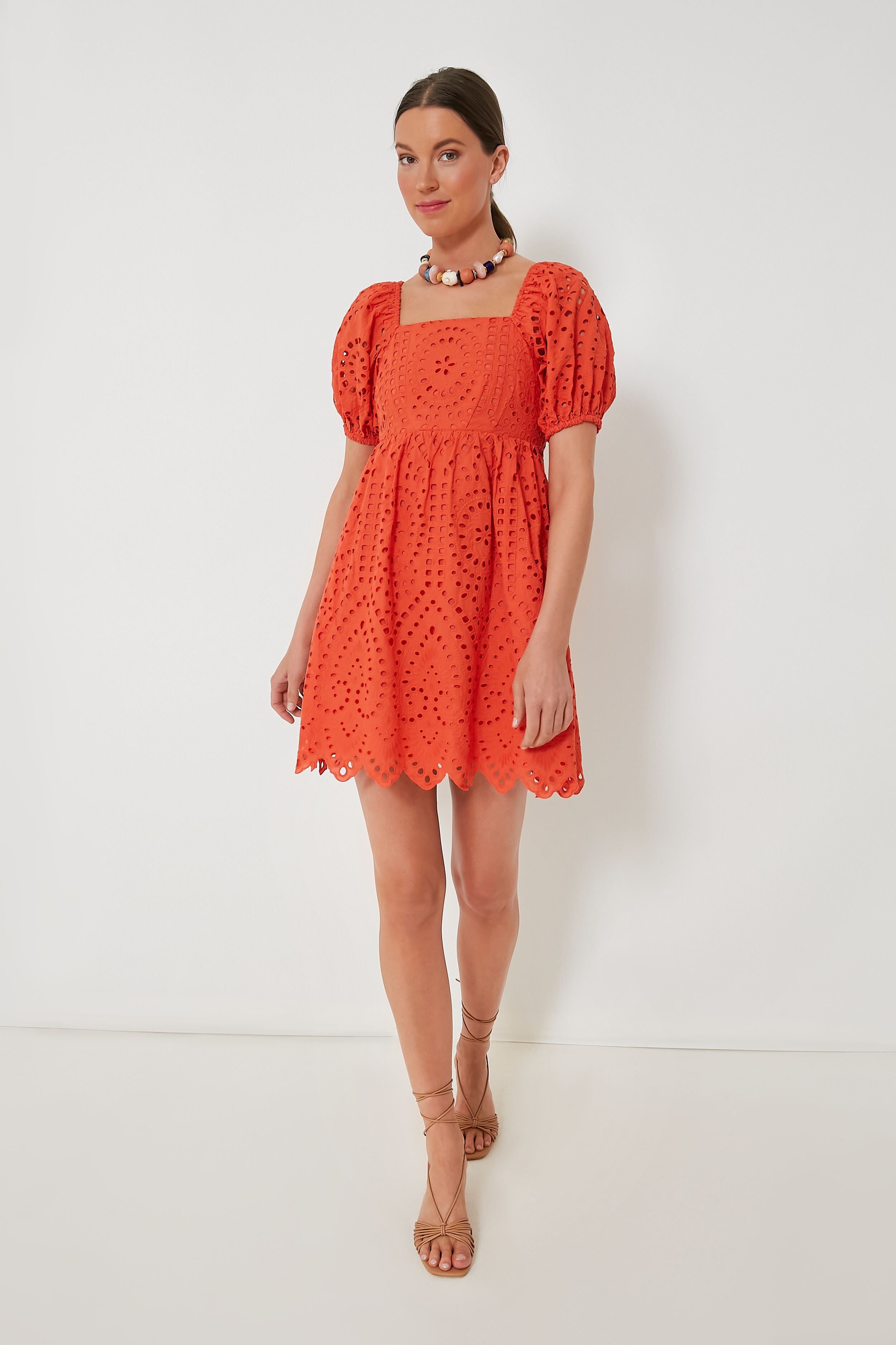 Orange Eyelet Clara Mini Dress-Beilave