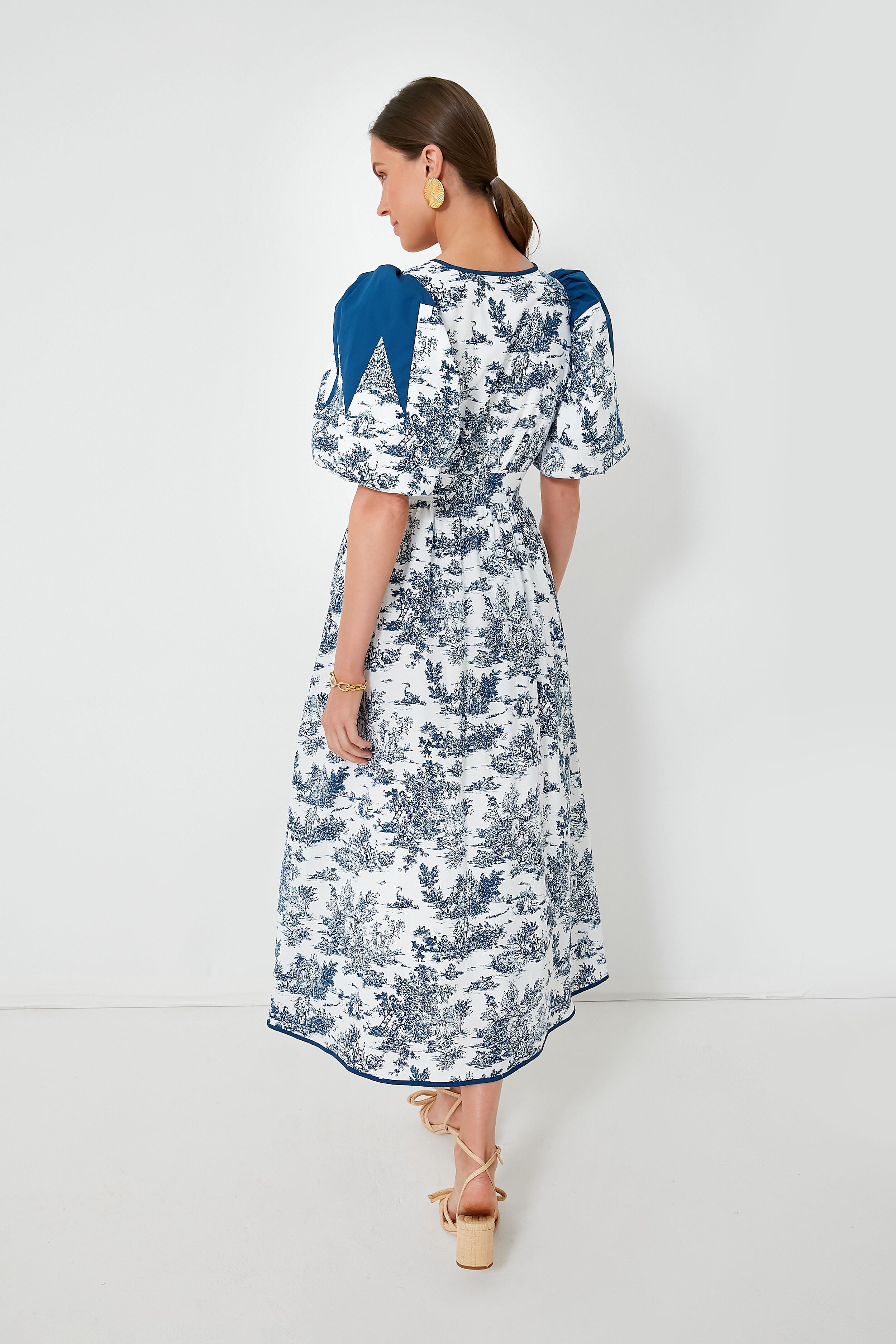 Blue Toile Reynolds Midi Dress-Beilave