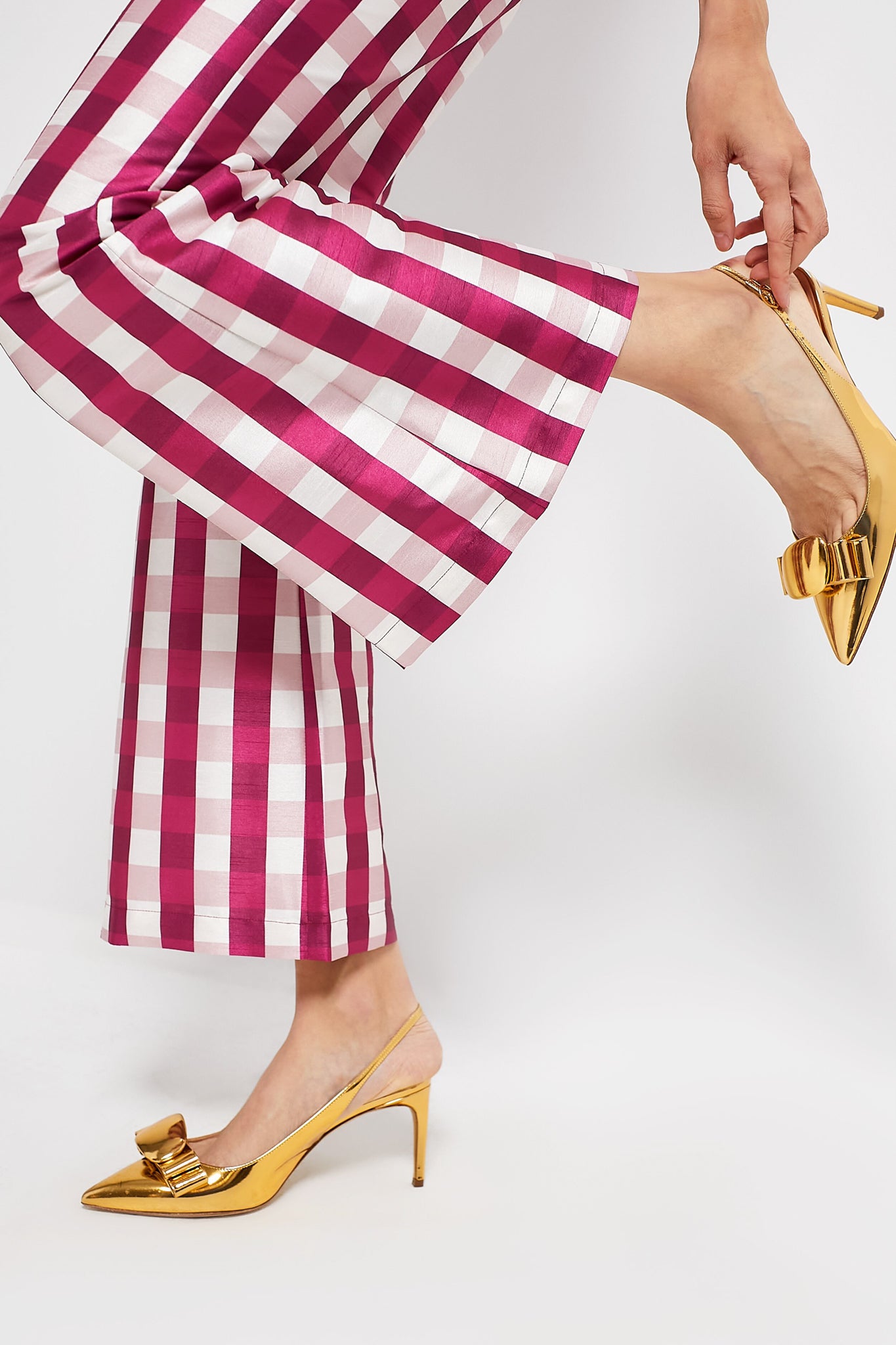 Wine Gingham Libby Pant-Beilave