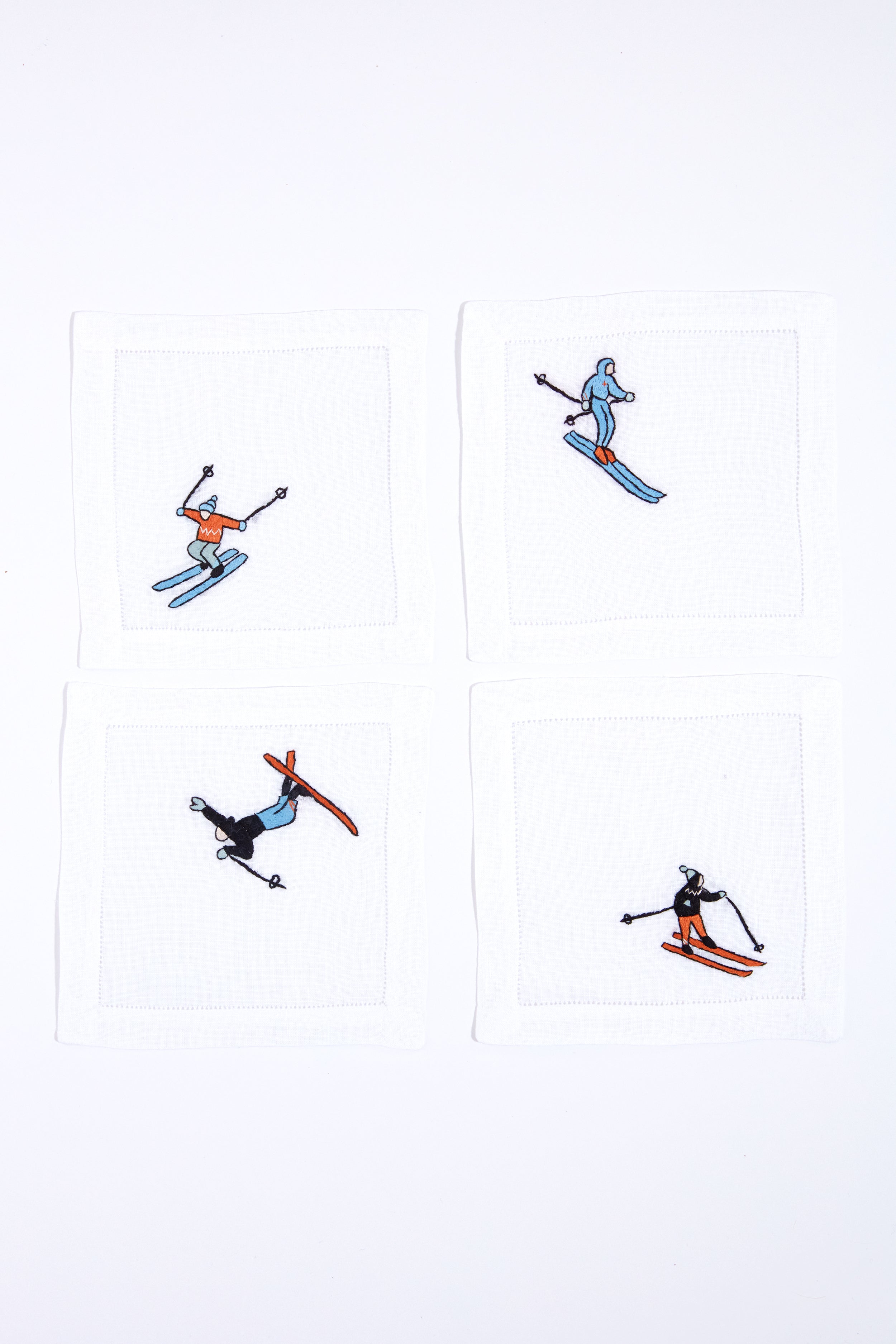 Skiers Cocktail Napkins Set of 4-Beilave