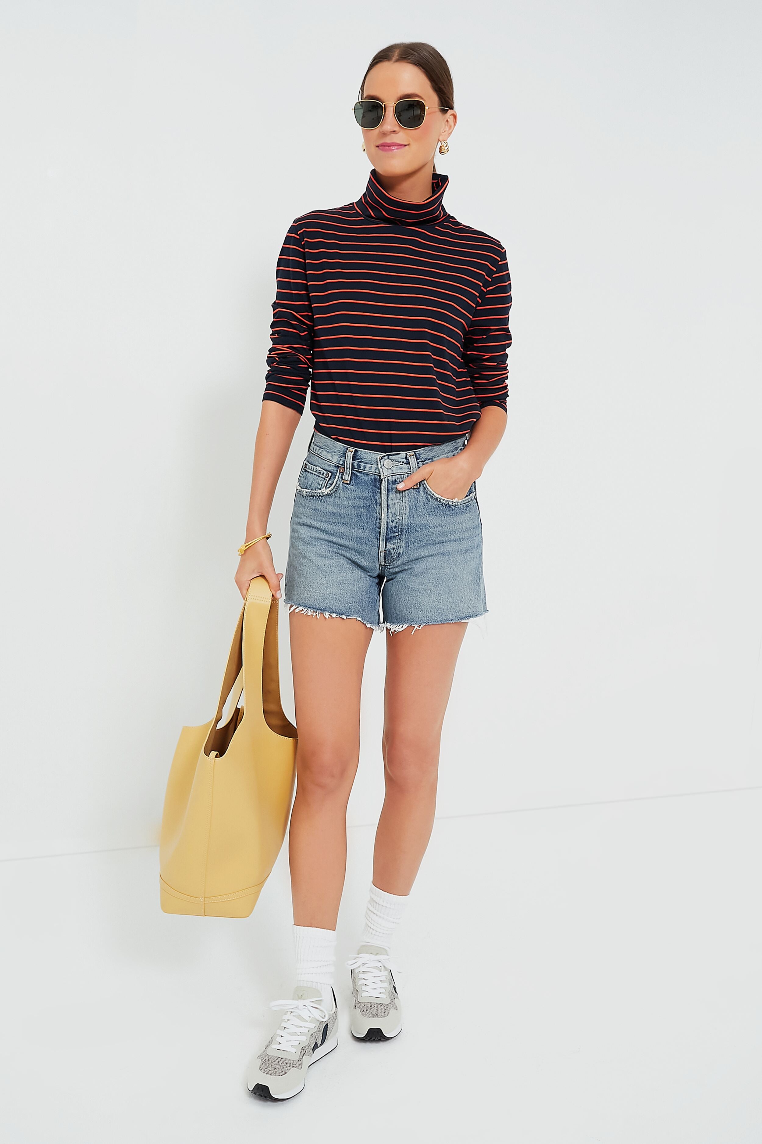 The Navy and Poppy Striped Turtleneck-Beilave