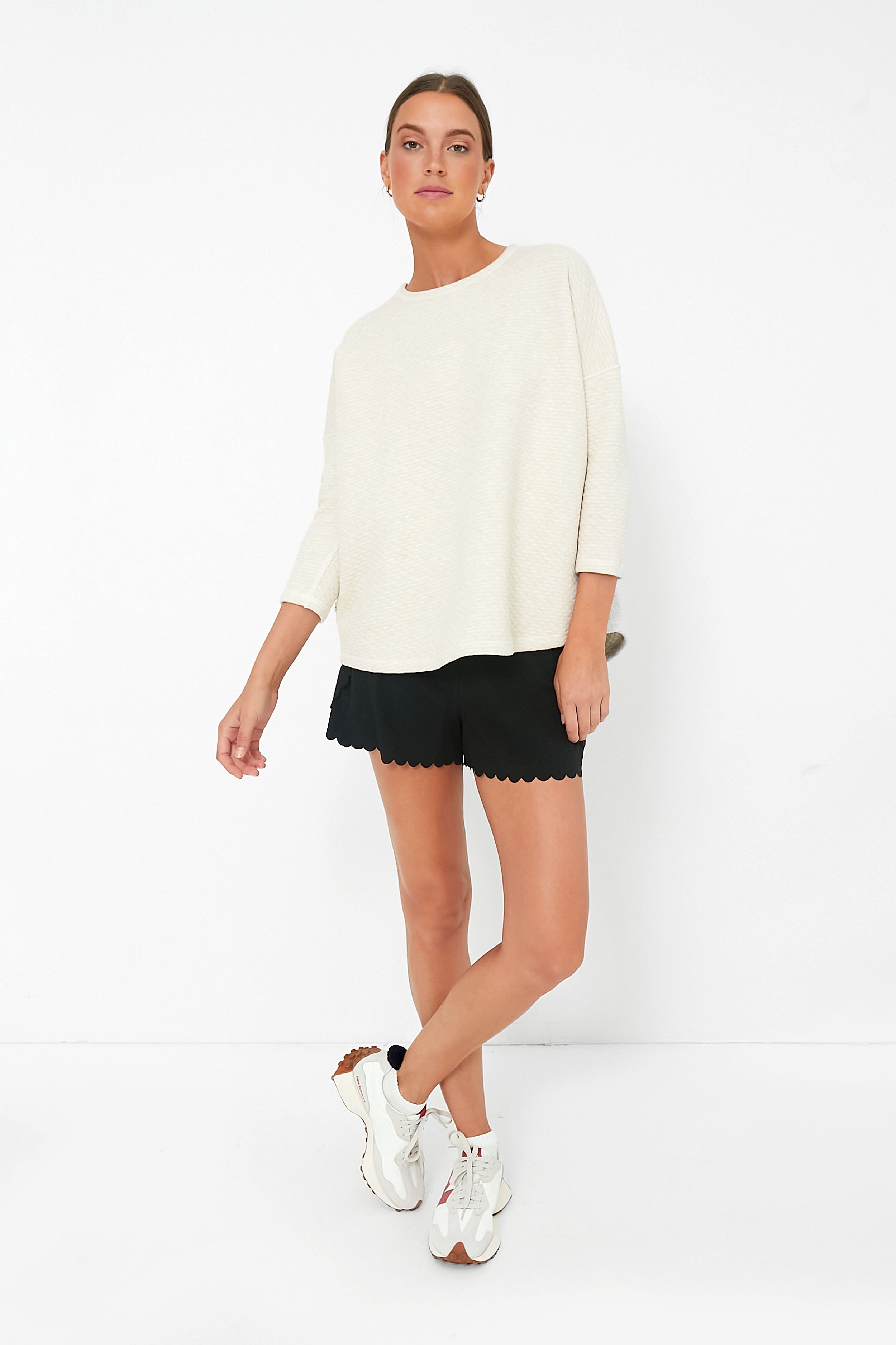 Reversible Heathered Ivory Ally Swing Sweatshirt-Beilave