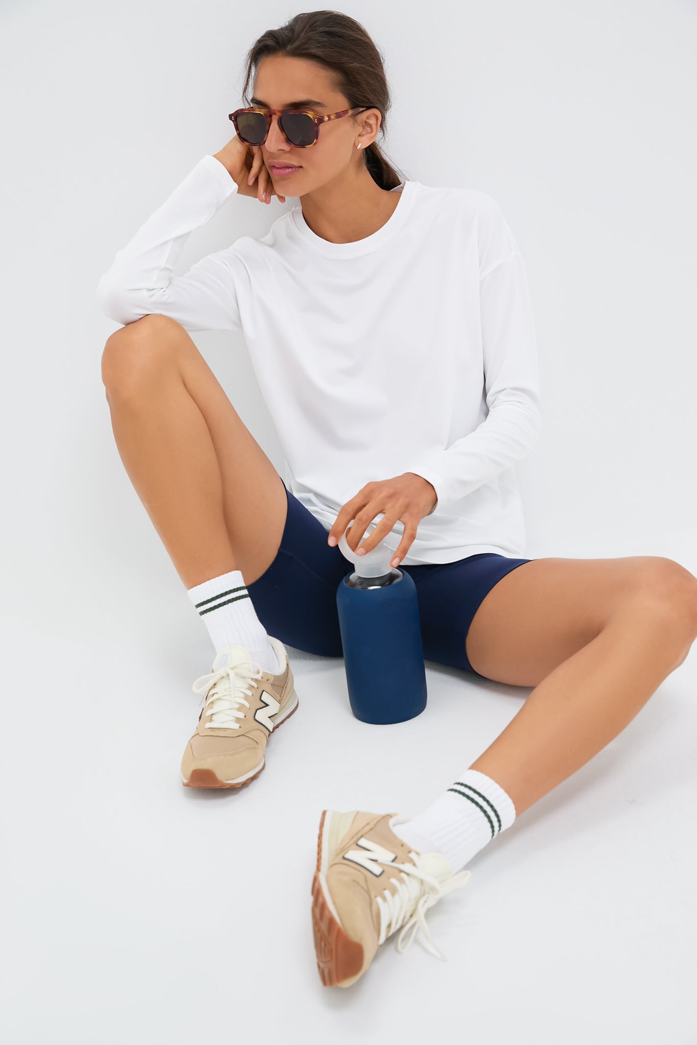 White Long Sleeve Performance Jersey Ryan Boyfriend Tee-Beilave