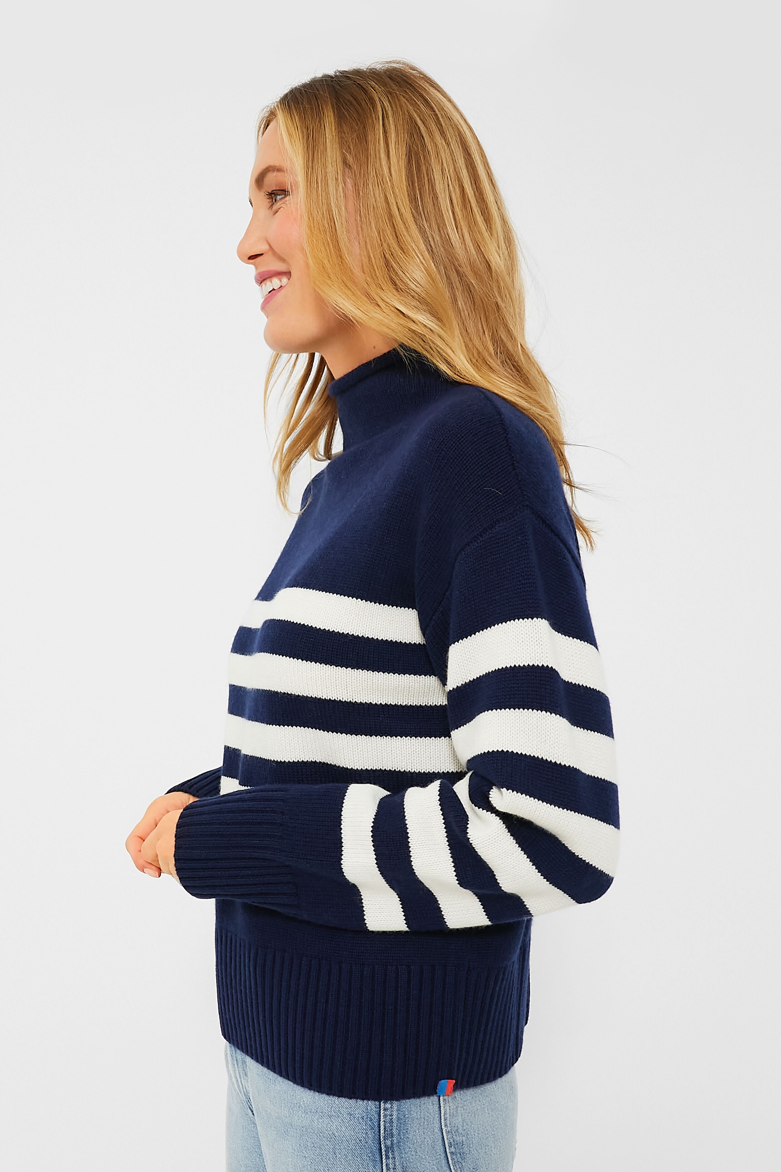 The Navy and Cream Lucca Sweater-Beilave