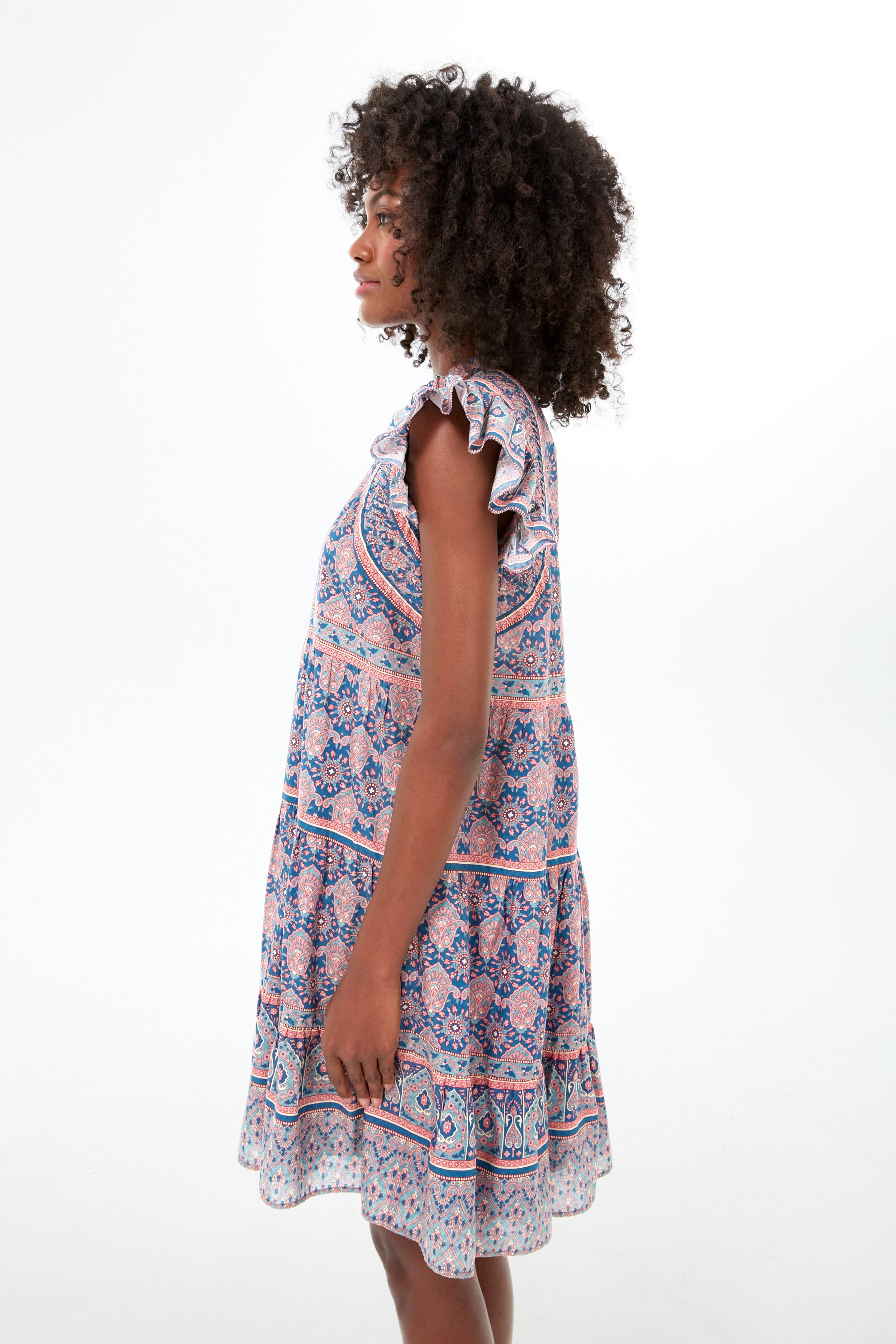 Exclusive Lilac Parker Print Border Tunic Dress-Beilave