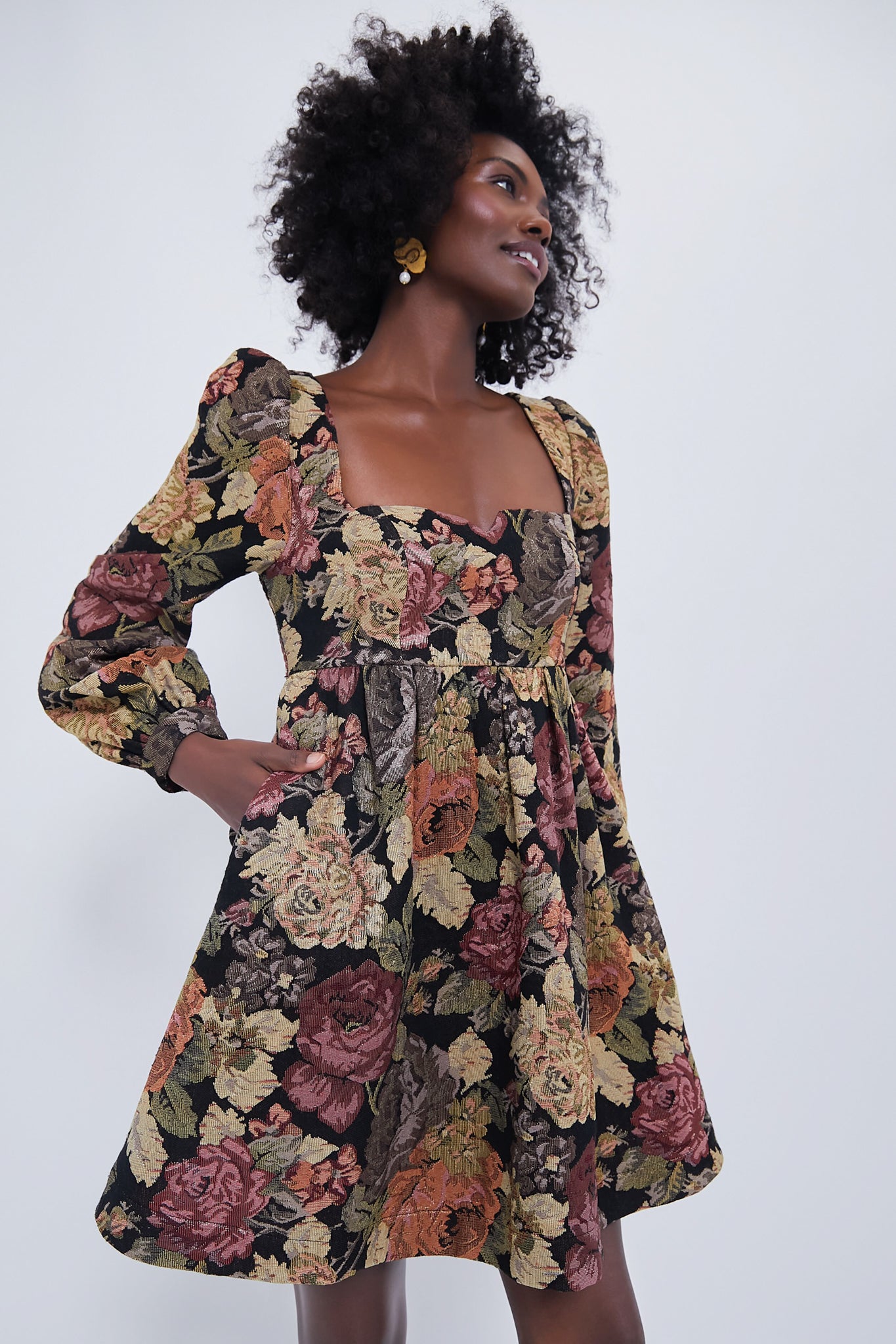Chocolate Multi Fleur Dress-Beilave