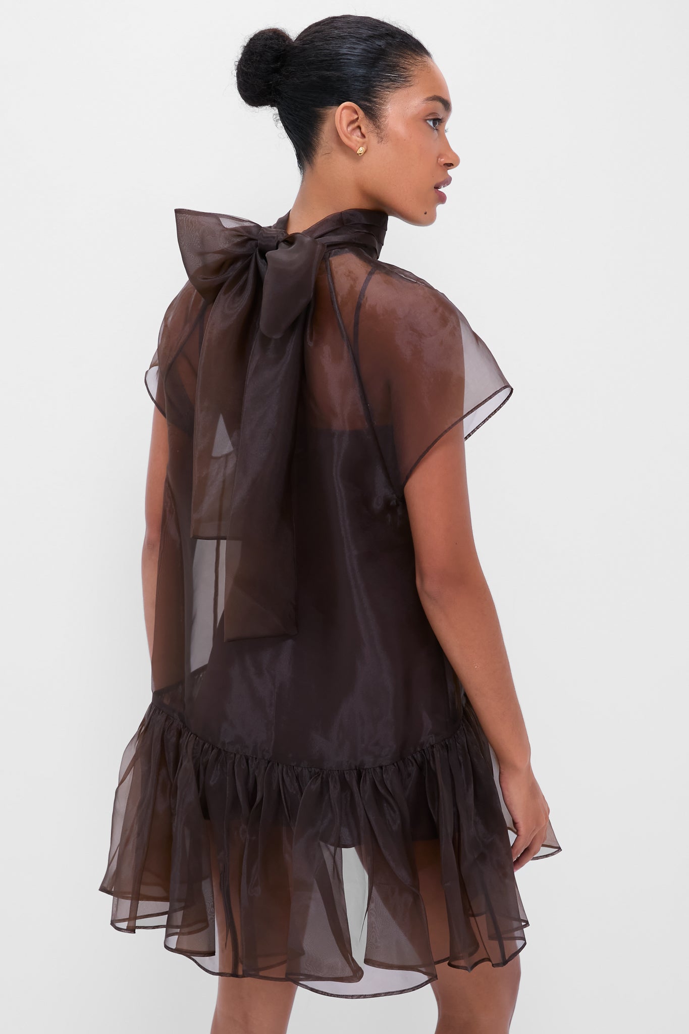 Chocolate Beaux Tiered Mini Dress-Beilave