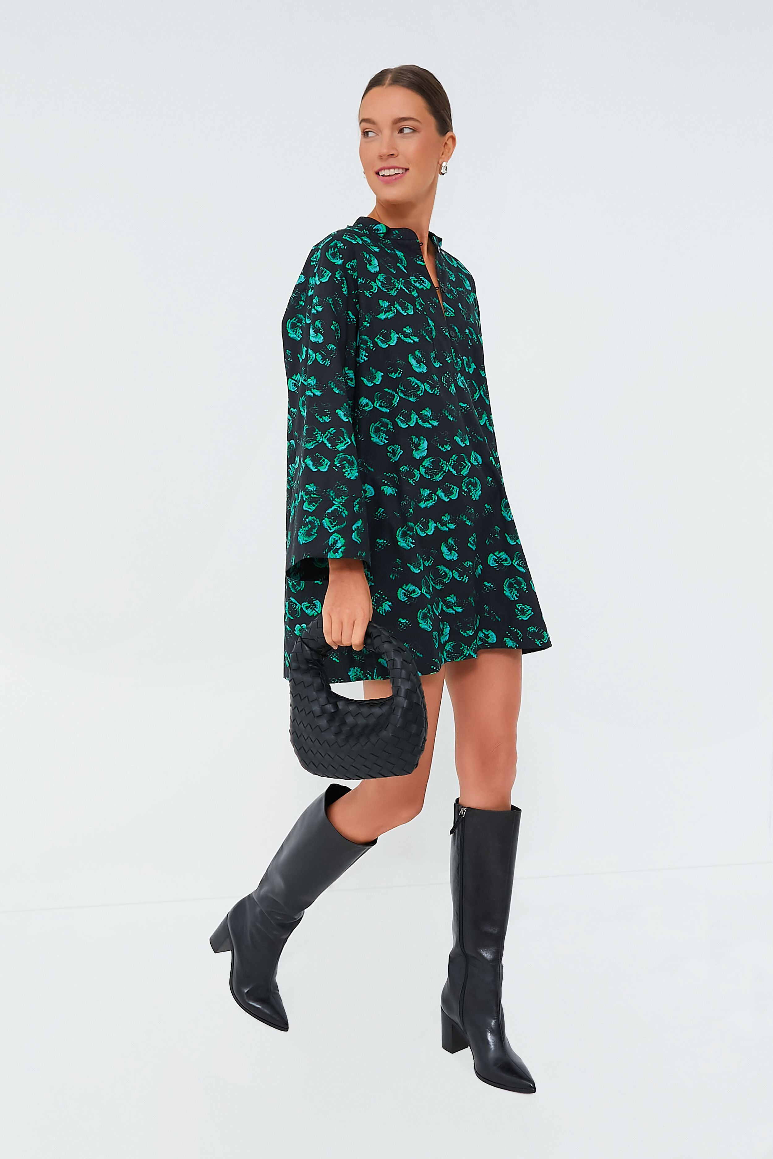 Green Distorted Pansy Abi Dress-Beilave